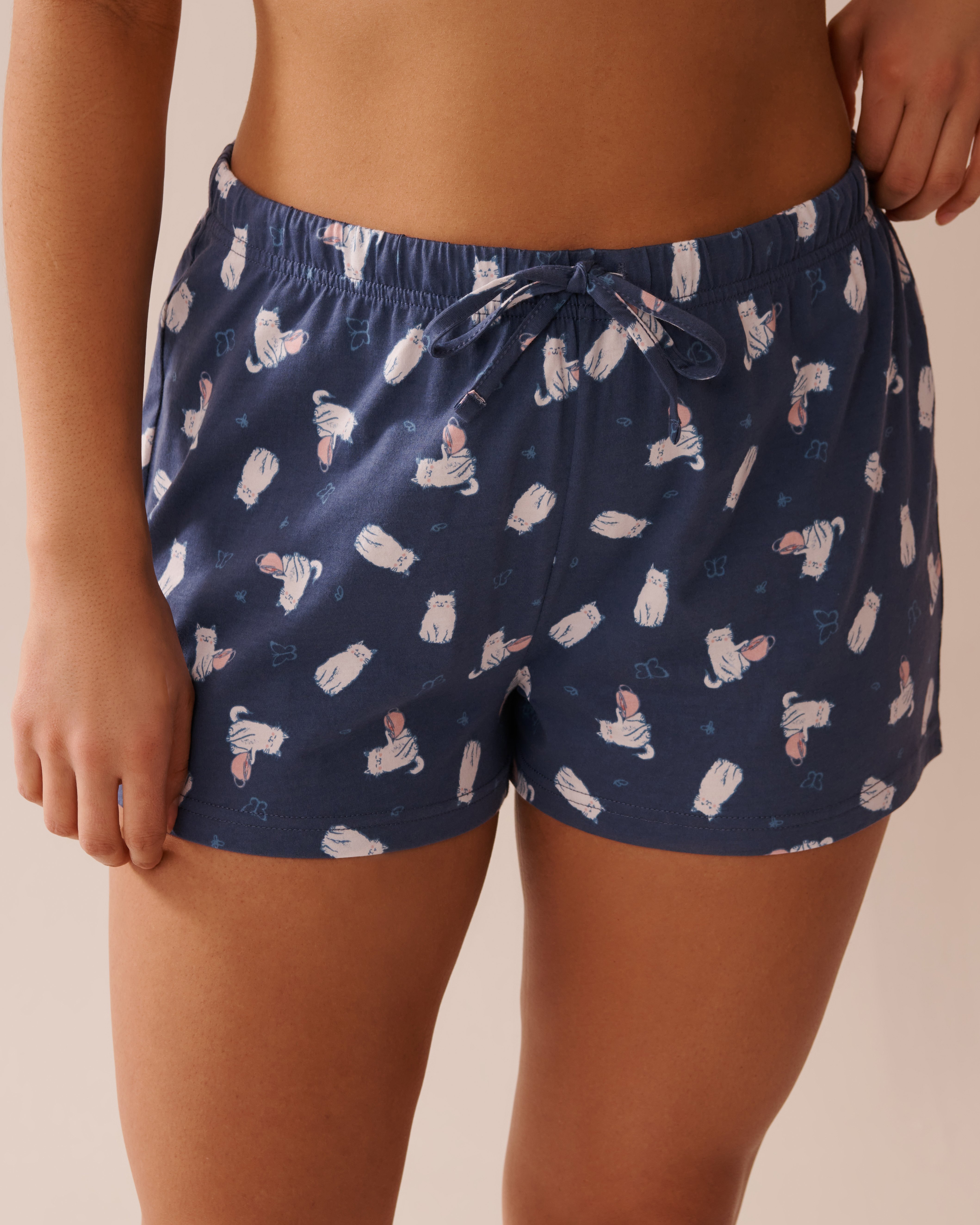 LA VIE EN ROSE Cat Print Shirt PJ Set Indigo Blue/Cats 40400081 - View4
