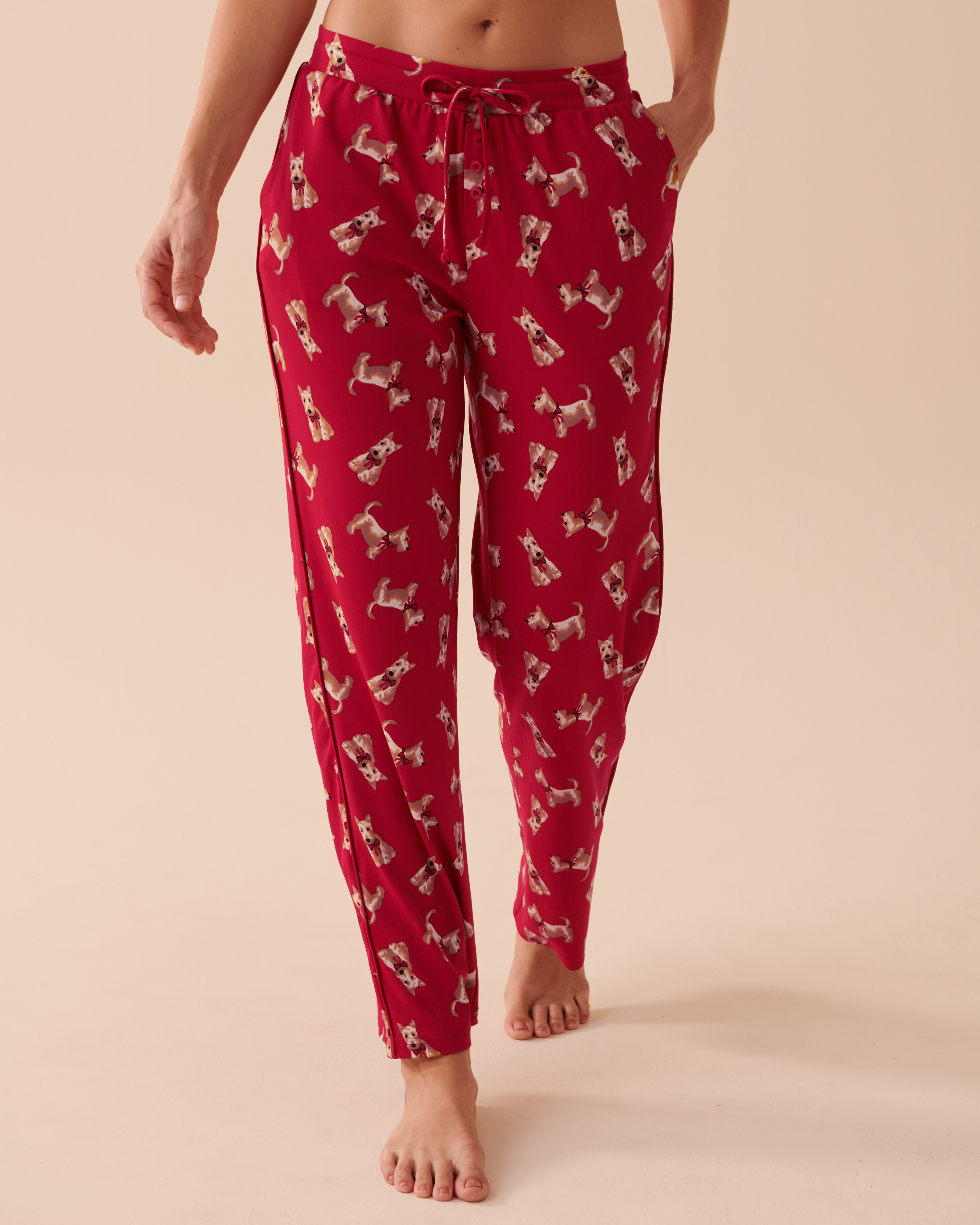 LA VIE EN ROSE Scottie Print Super Soft Pajama Pants Cute Scottie 40200498 - View3