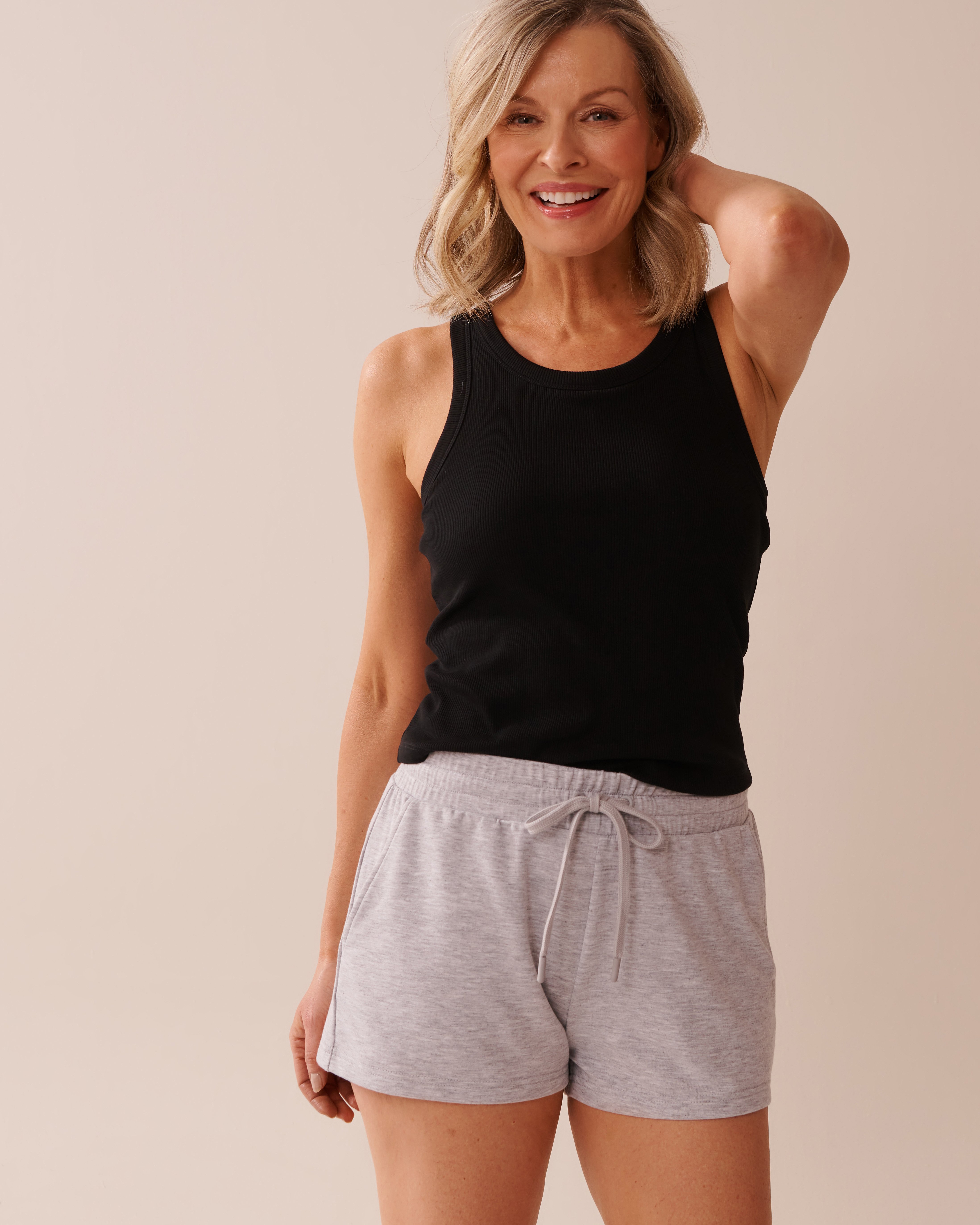 LA VIE EN ROSE Finely Ribbed Cotton Cami Black 50100108 - View5