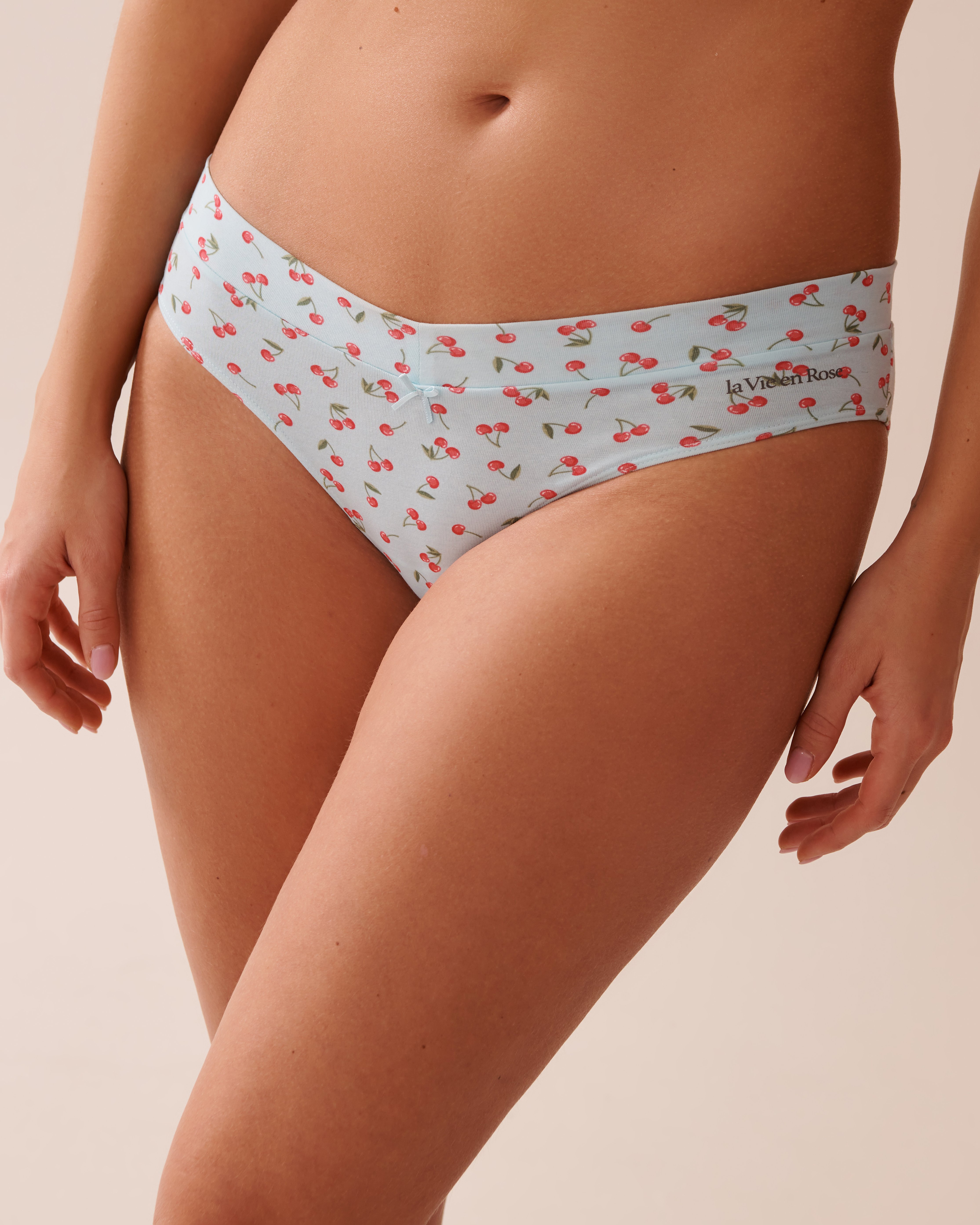 LA VIE EN ROSE Cotton Bikini Panty Pale Blue/Cherry 20100588 - View1