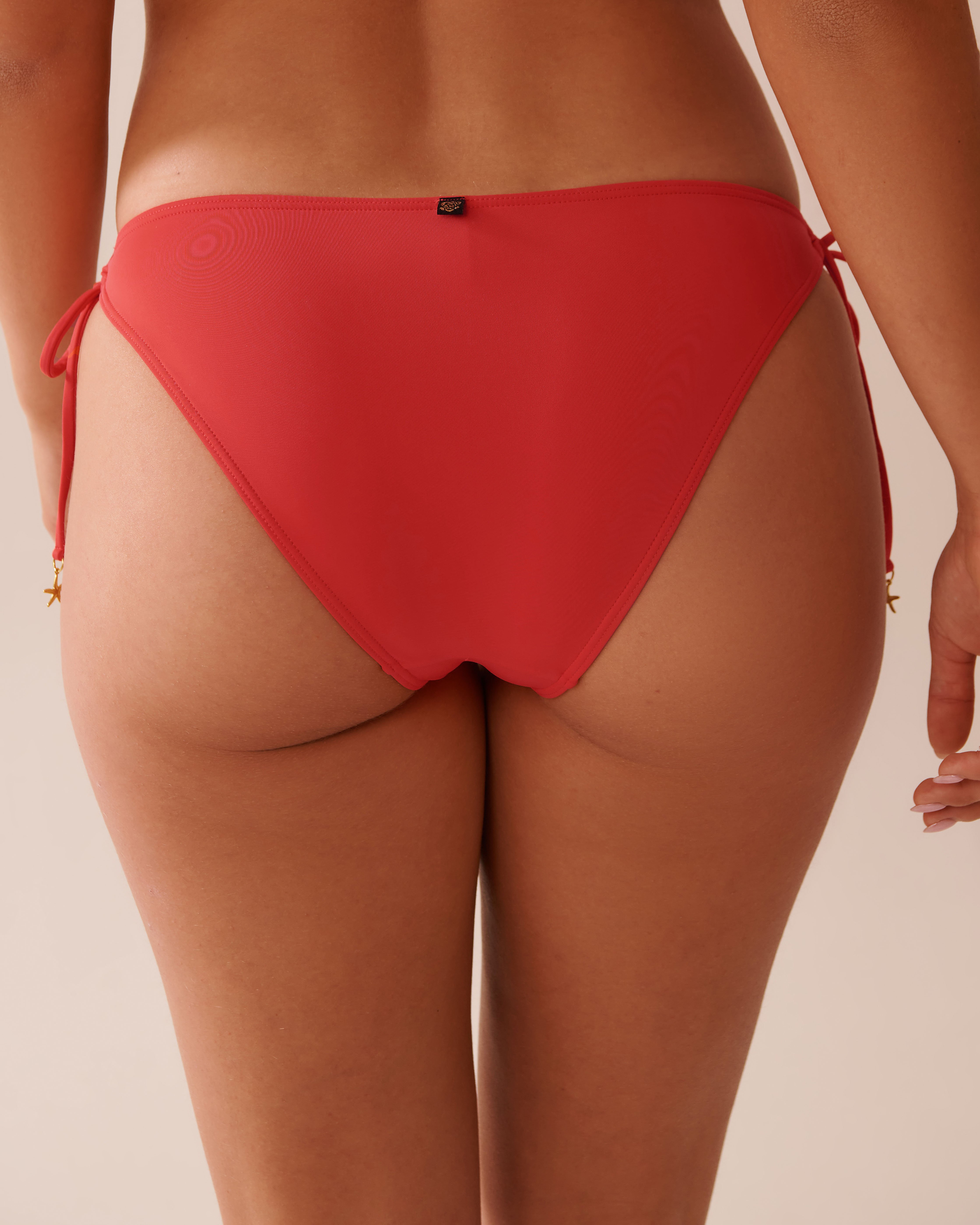 LA VIE EN ROSE AQUA HIBISCUS Recycled Fibers Side Tie Brazilian Bikini Bottom Hibiscus Red 70300698 - View3