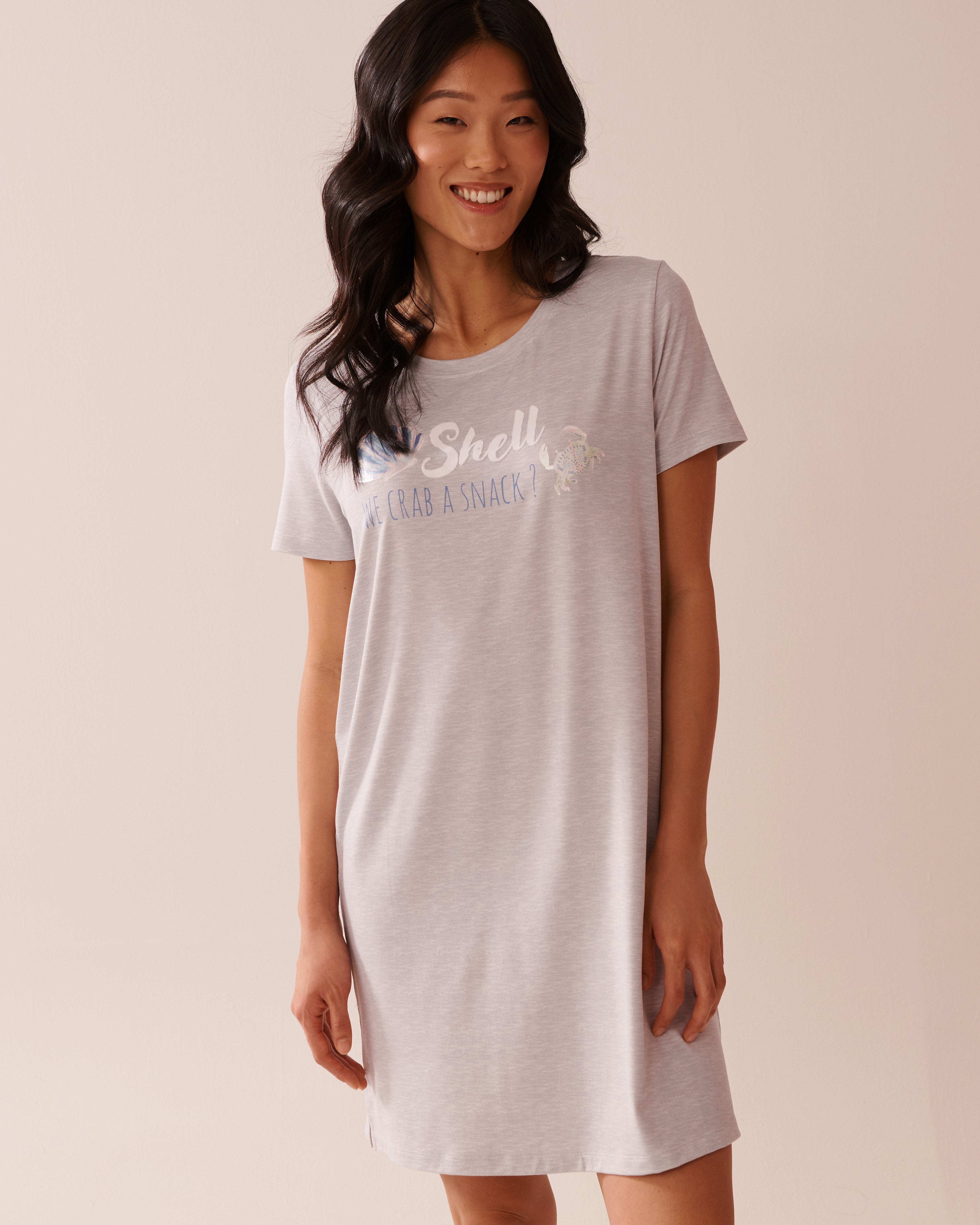 LA VIE EN ROSE Seashell Print Super Soft Sleepshirt Grey 40500428 - View1