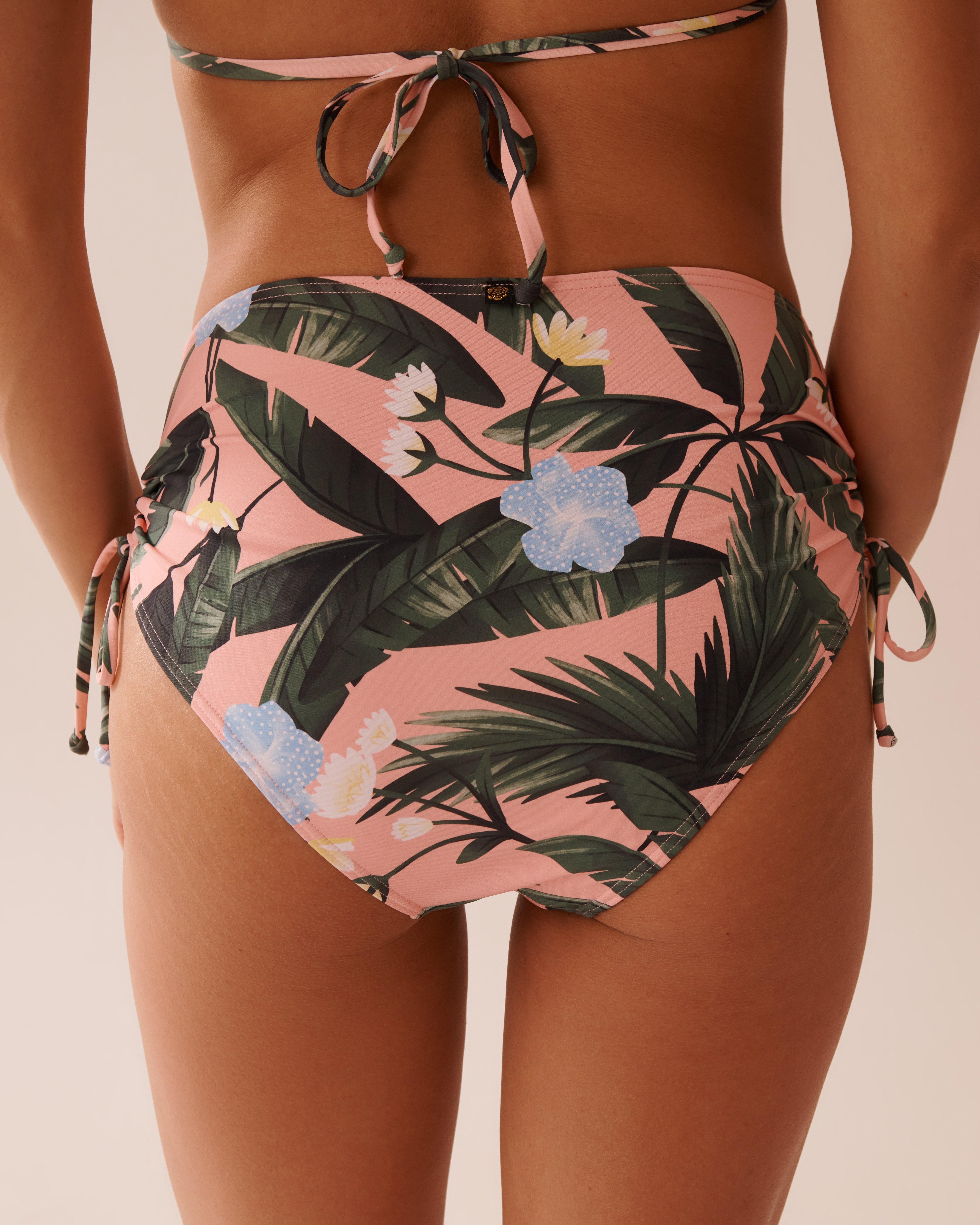 LA VIE EN ROSE AQUA PEACHY TROPICS Side Tie High Waist Bikini Bottom Peachy Tropics 70300725 - View4
