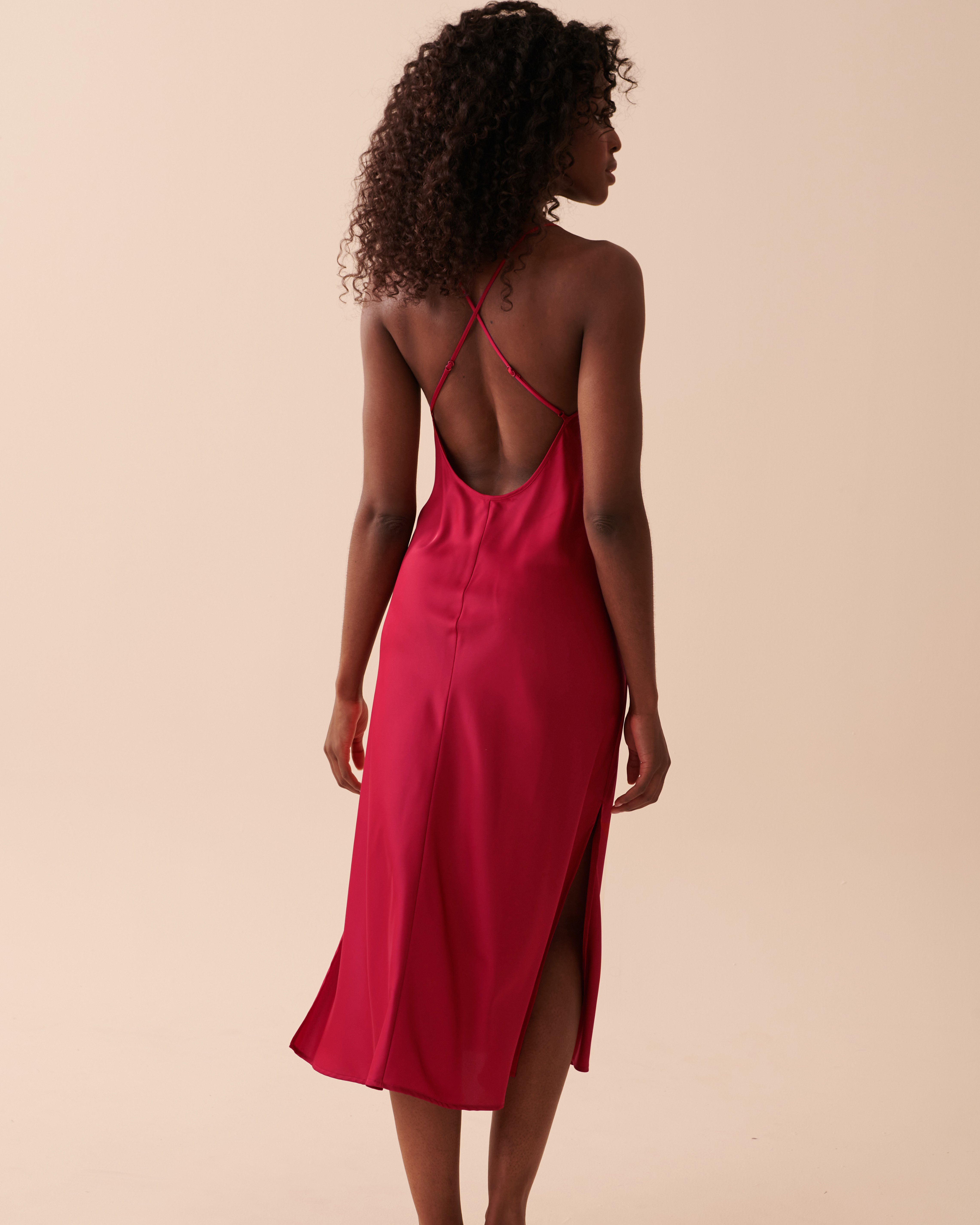 LA VIE EN ROSE Satin Nightie Jingle Red 60500121 - View2