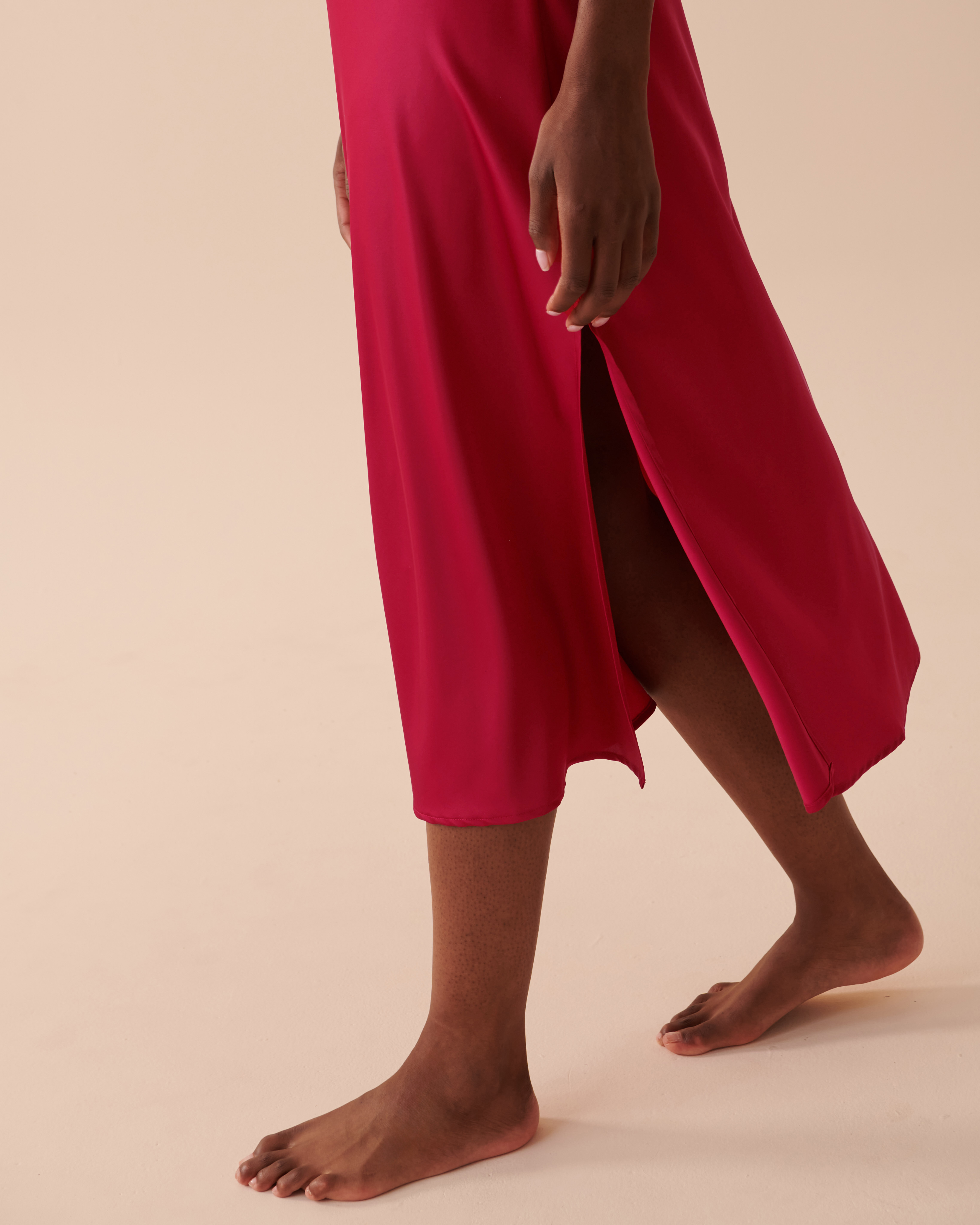 LA VIE EN ROSE Nuisette en satin Rouge festif 60500121 - View4