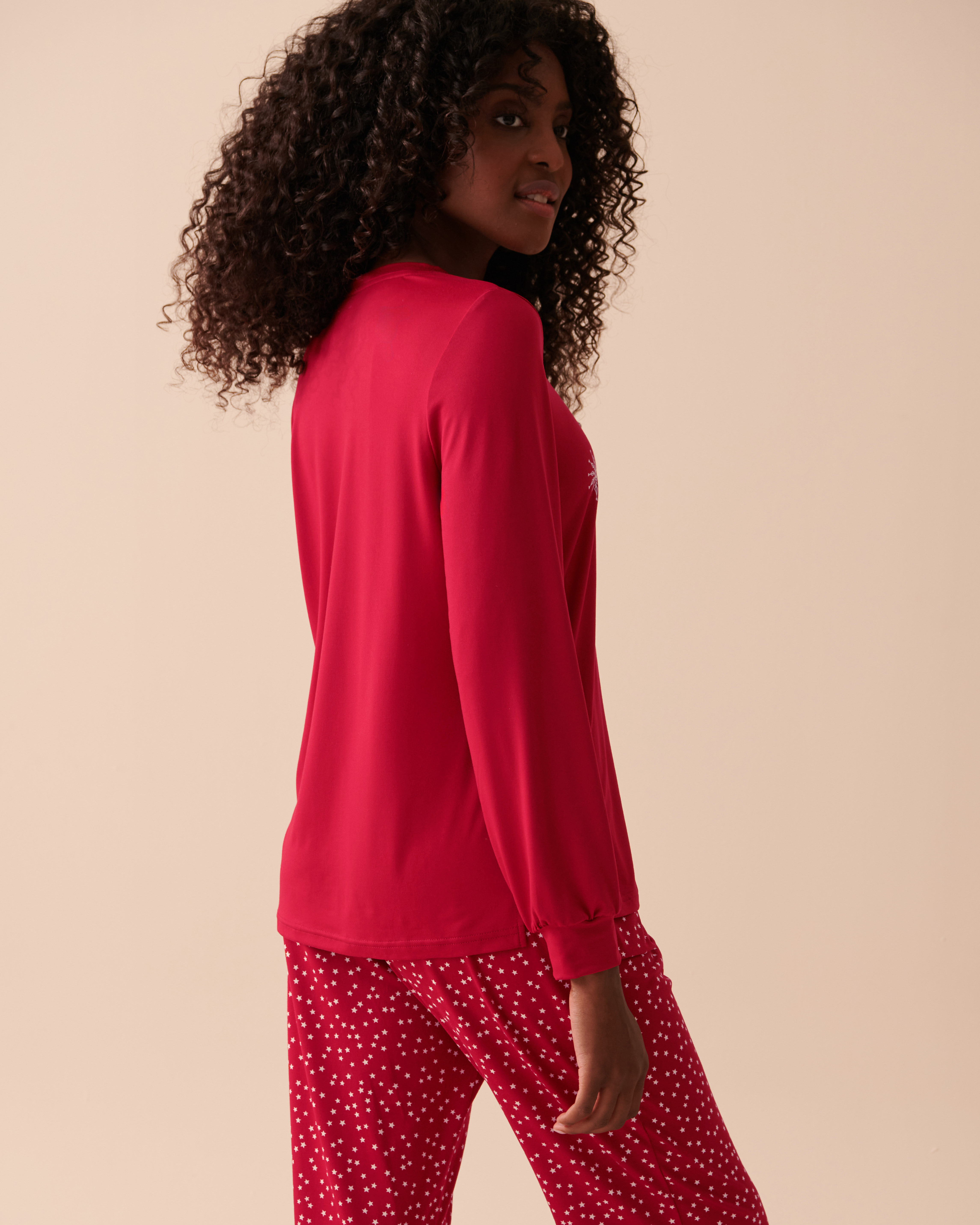 LA VIE EN ROSE Mouse Print Super Soft Long Sleeve Shirt Jingle Red 40100500 - View3