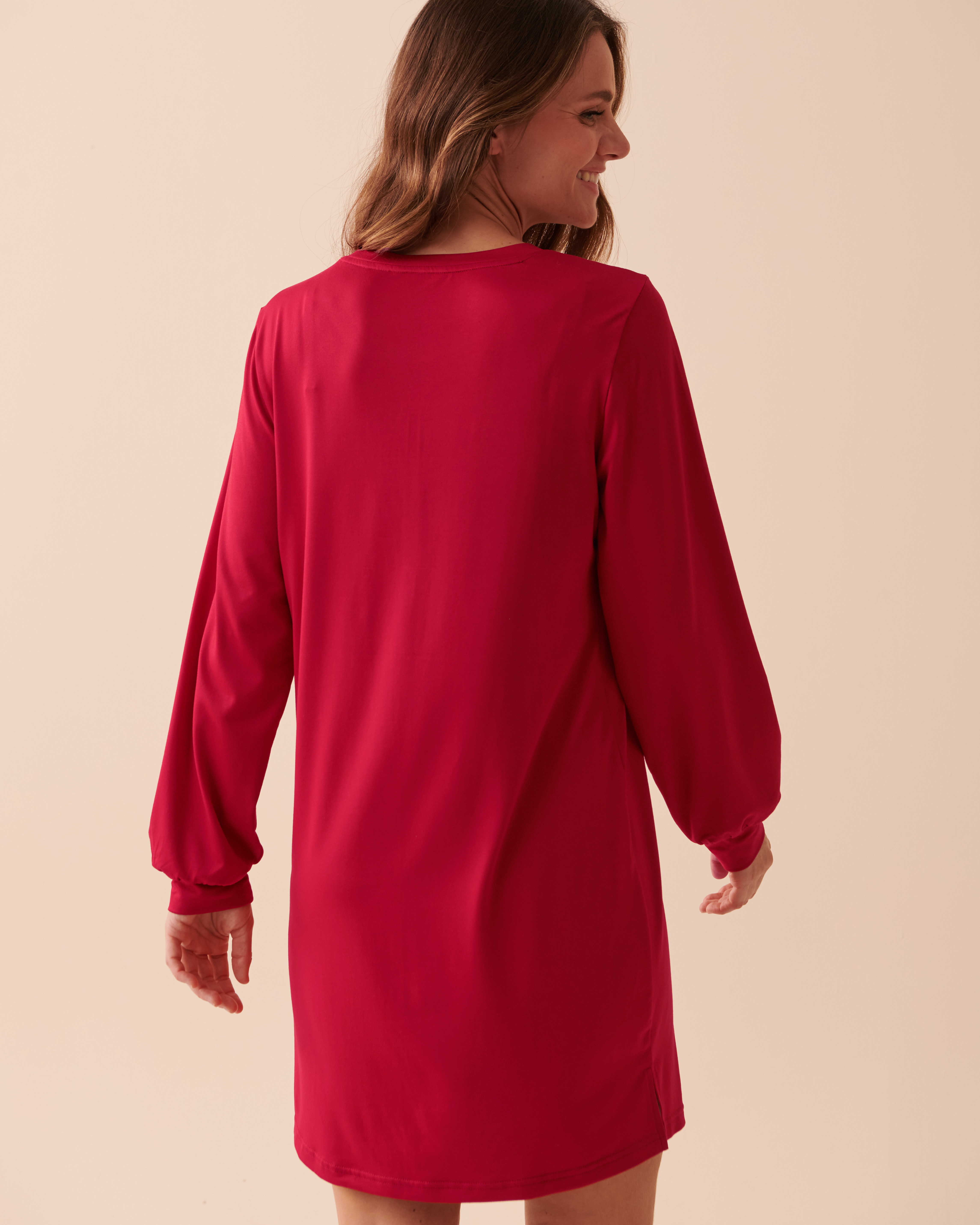 LA VIE EN ROSE Chemise de nuit ultra douce à motif souris Rouge festif 40500310 - View2