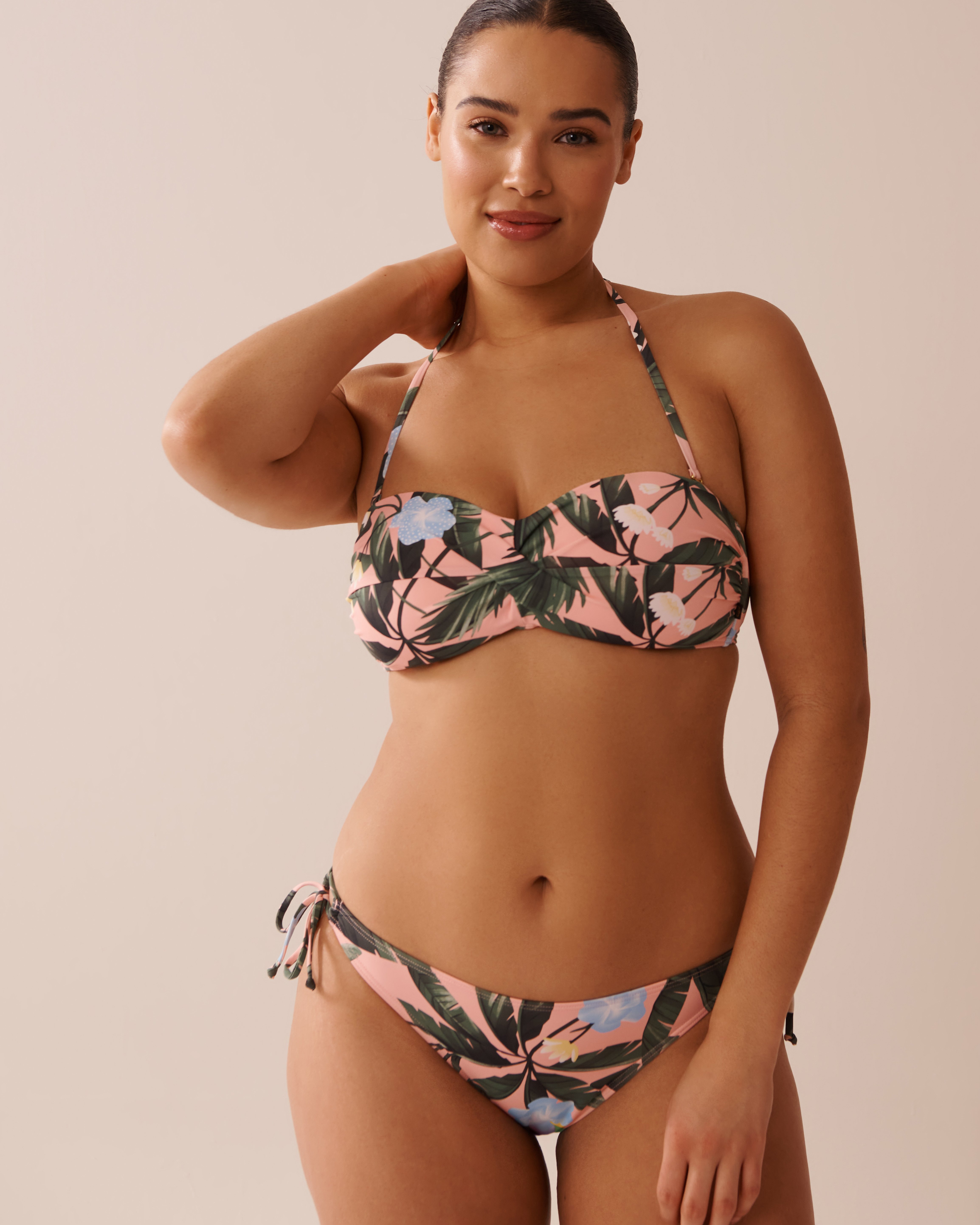 LA VIE EN ROSE AQUA Bas de bikini brésilien noué aux hanches PEACHY TROPICS Tropical/Pêche 70300724 - Voir4