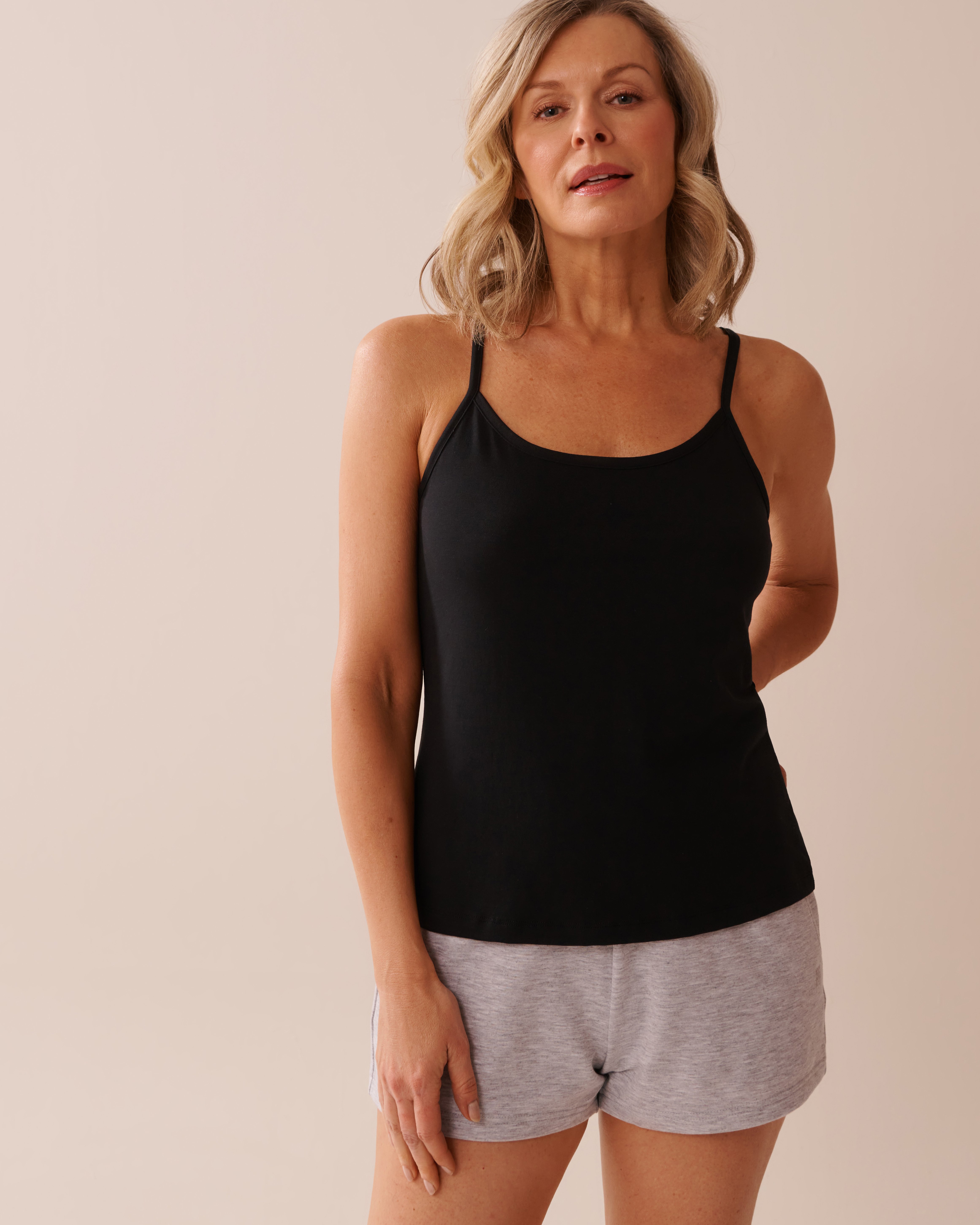 LA VIE EN ROSE Cotton Cami Black 40100729 - View1