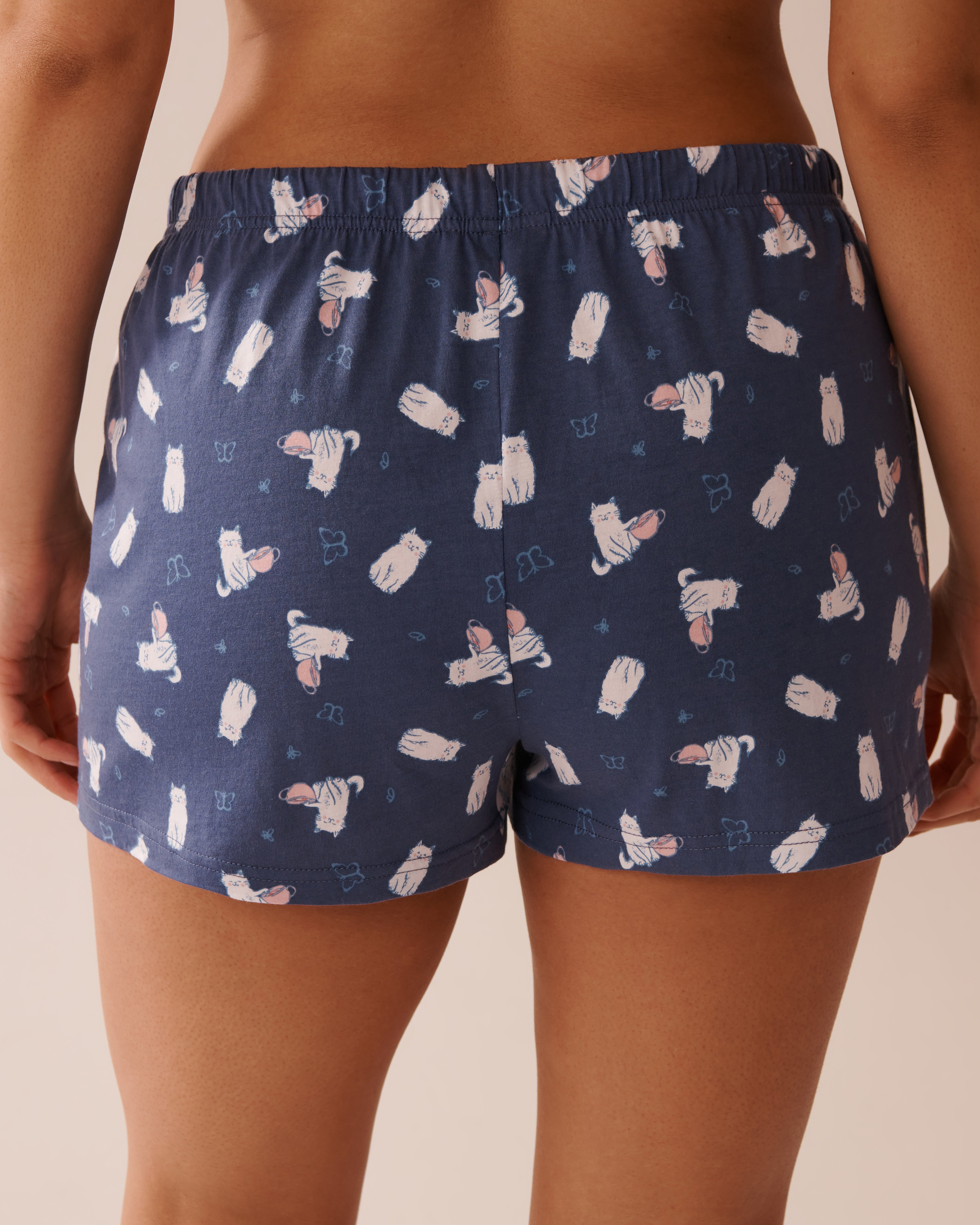 LA VIE EN ROSE Cat Print Shirt PJ Set Indigo Blue/Cats 40400081 - View5