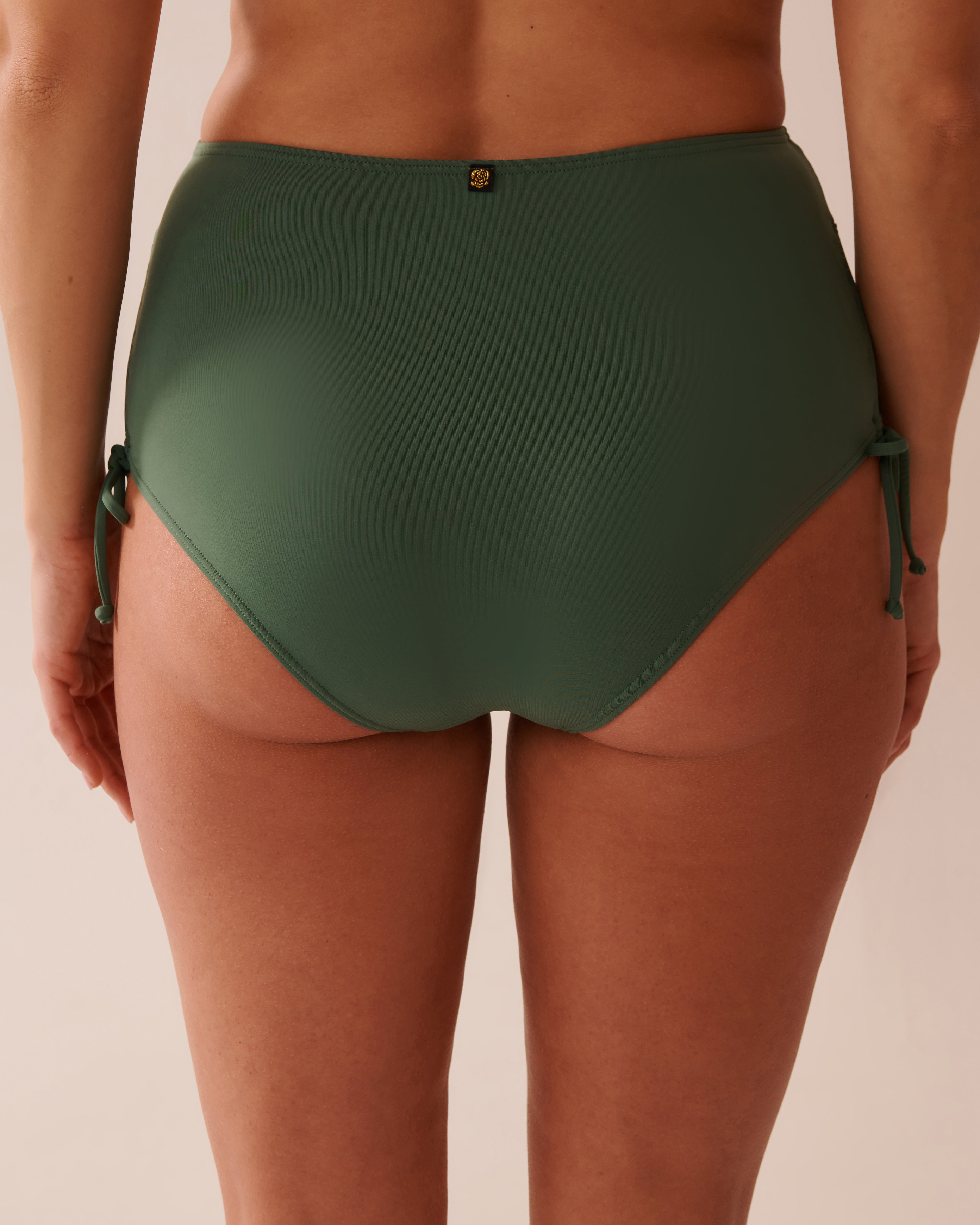LA VIE EN ROSE AQUA KHAKI Recycled Fibers Side Tie High Waist Bikini Bottom Khaki 70300734 - View2