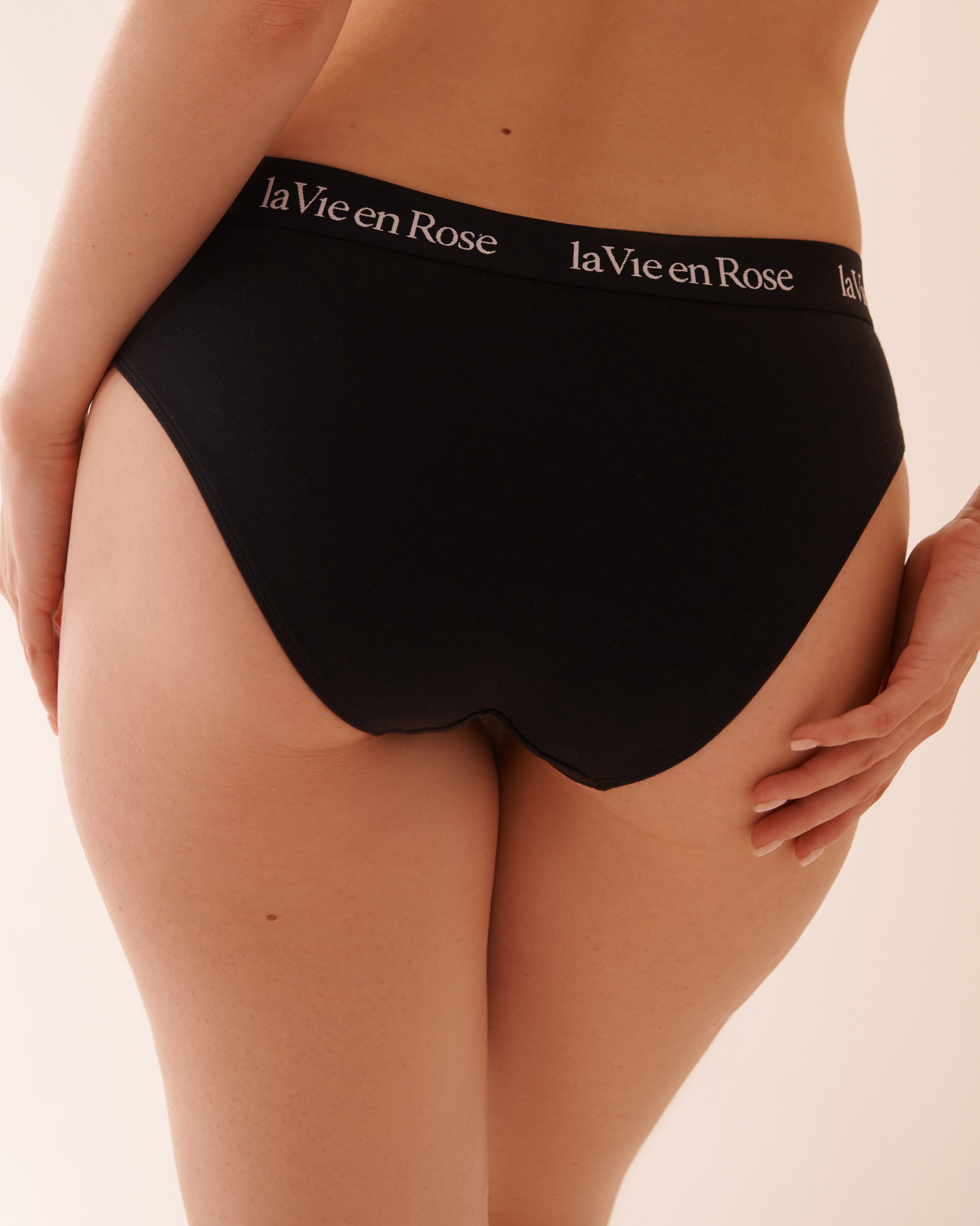 LA VIE EN ROSE Culotte bikini coton et bande élastique logo Noir 20100100 - Voir2