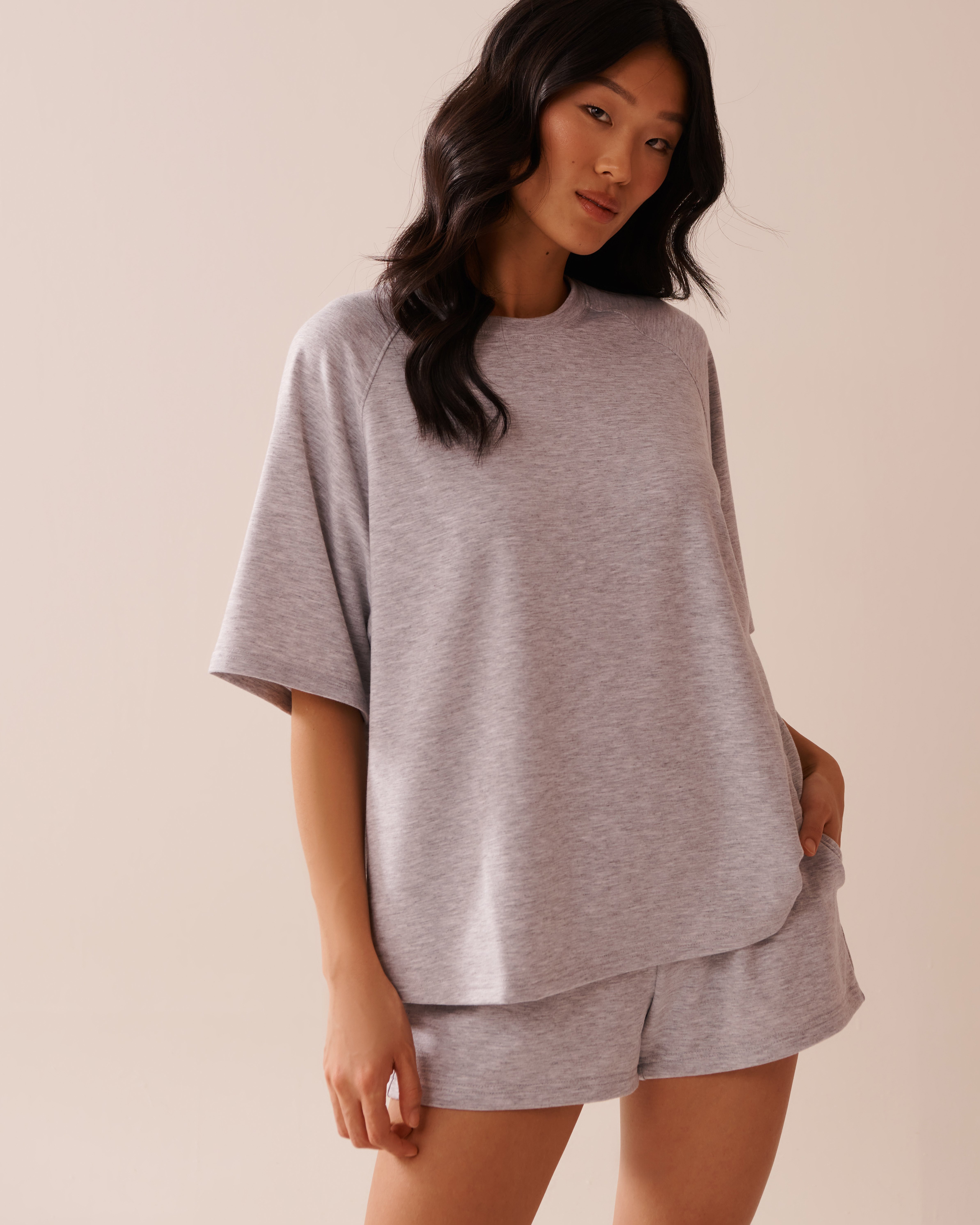 LA VIE EN ROSE T-shirt en french terry Gris 50100106 - Voir1