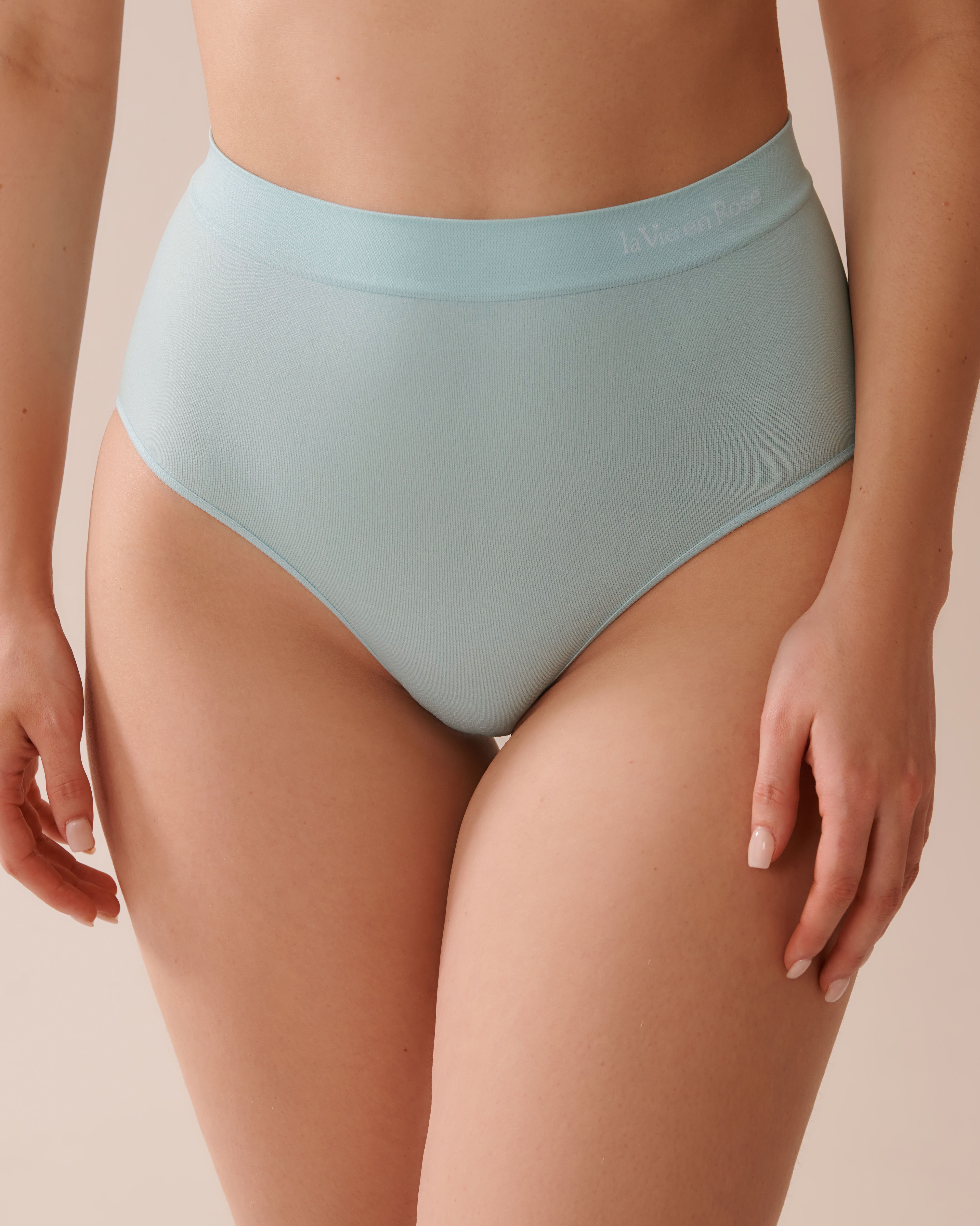 LA VIE EN ROSE Seamless Fabric High Waist Bikini Panty Turquoise 20200616 - View1