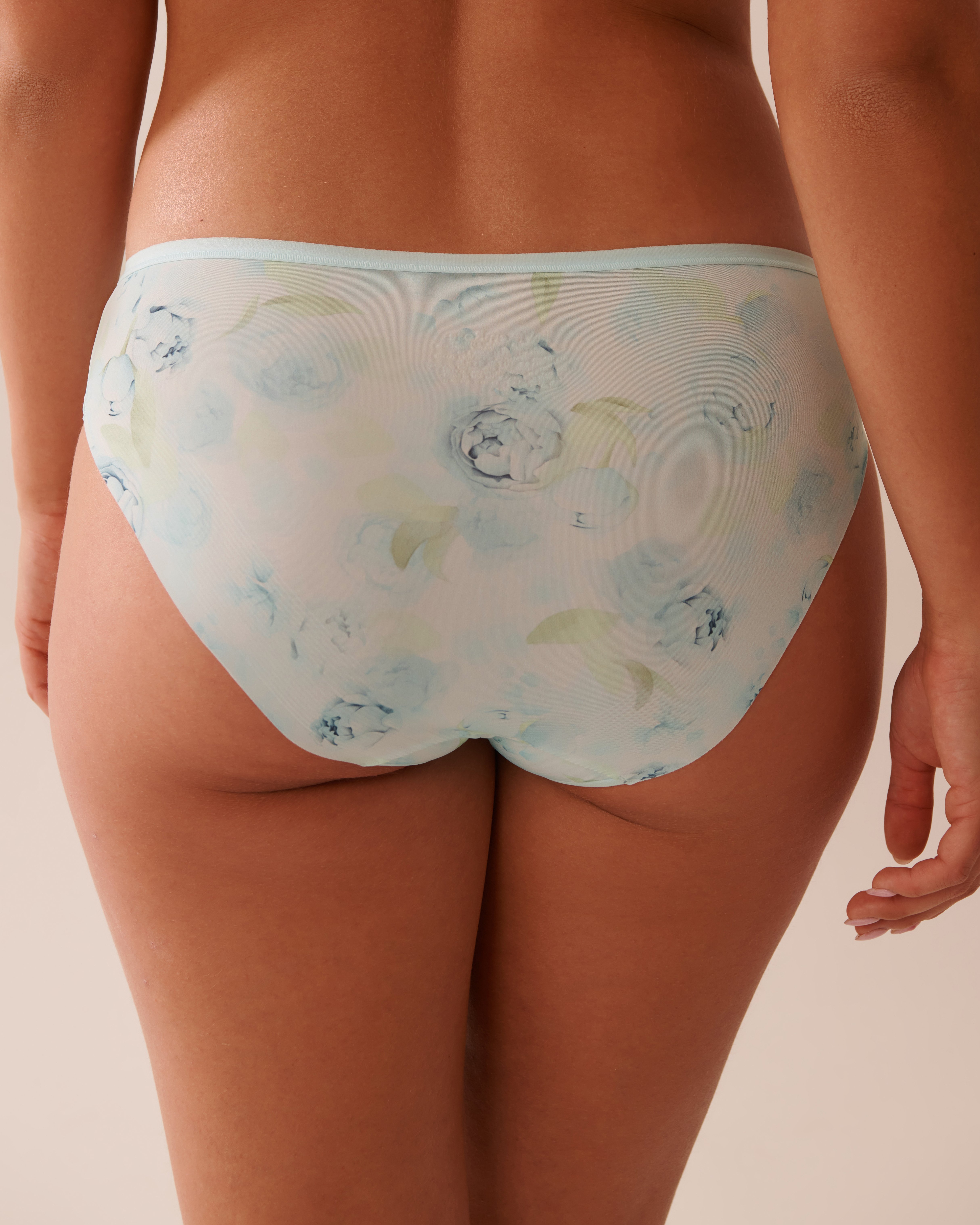 LA VIE EN ROSE Culotte bikini microfibre dos lisse Roses bleues 20300410 - View2