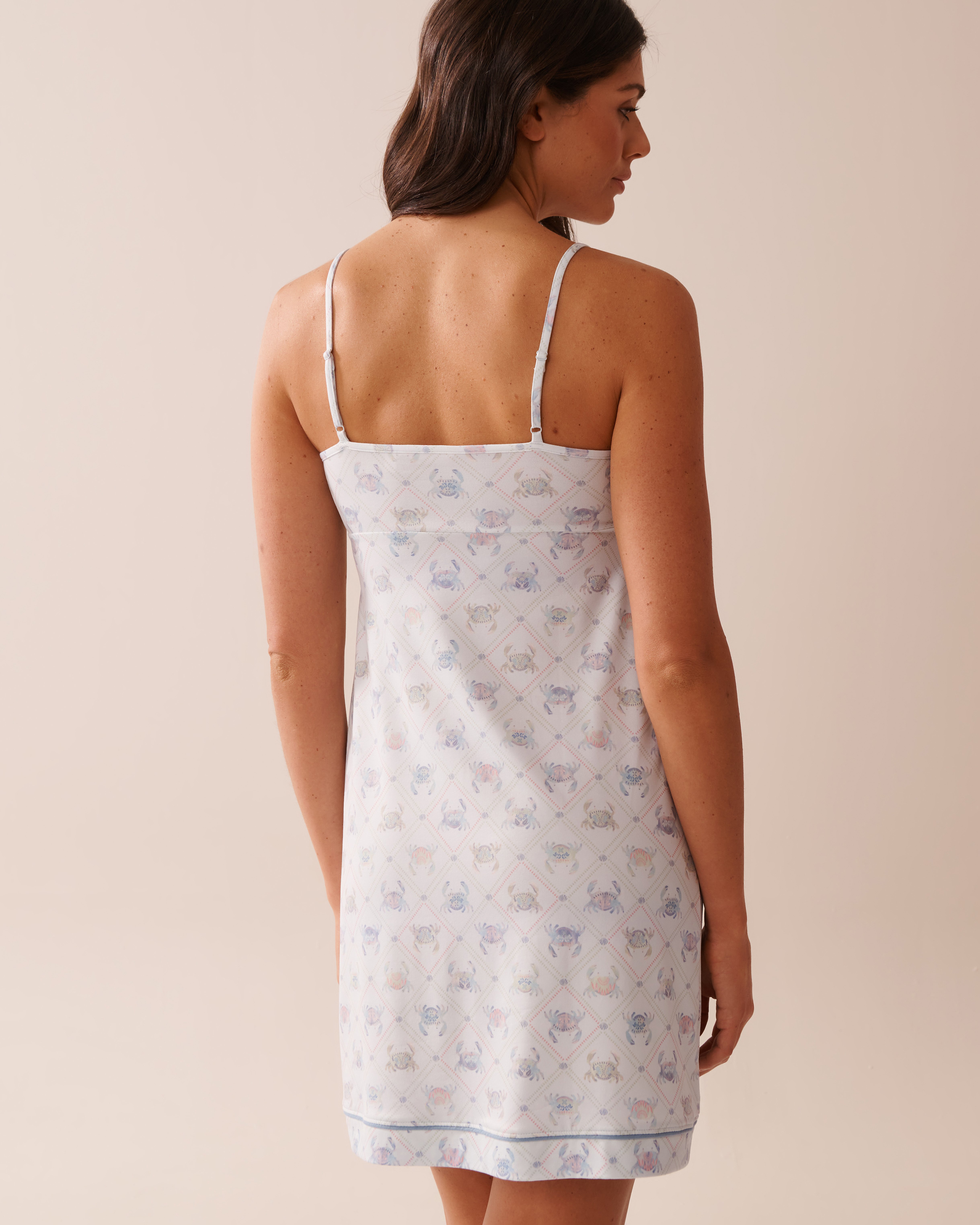 LA VIE EN ROSE Nuisette ultra douce imprimé crabe Bleu mer/Crabe 40500431 - Voir2