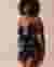 LA VIE EN ROSE Recycled Fibers Tulip Print Lace Trim Cami Black/Pastel Tulips 60100119 - View1