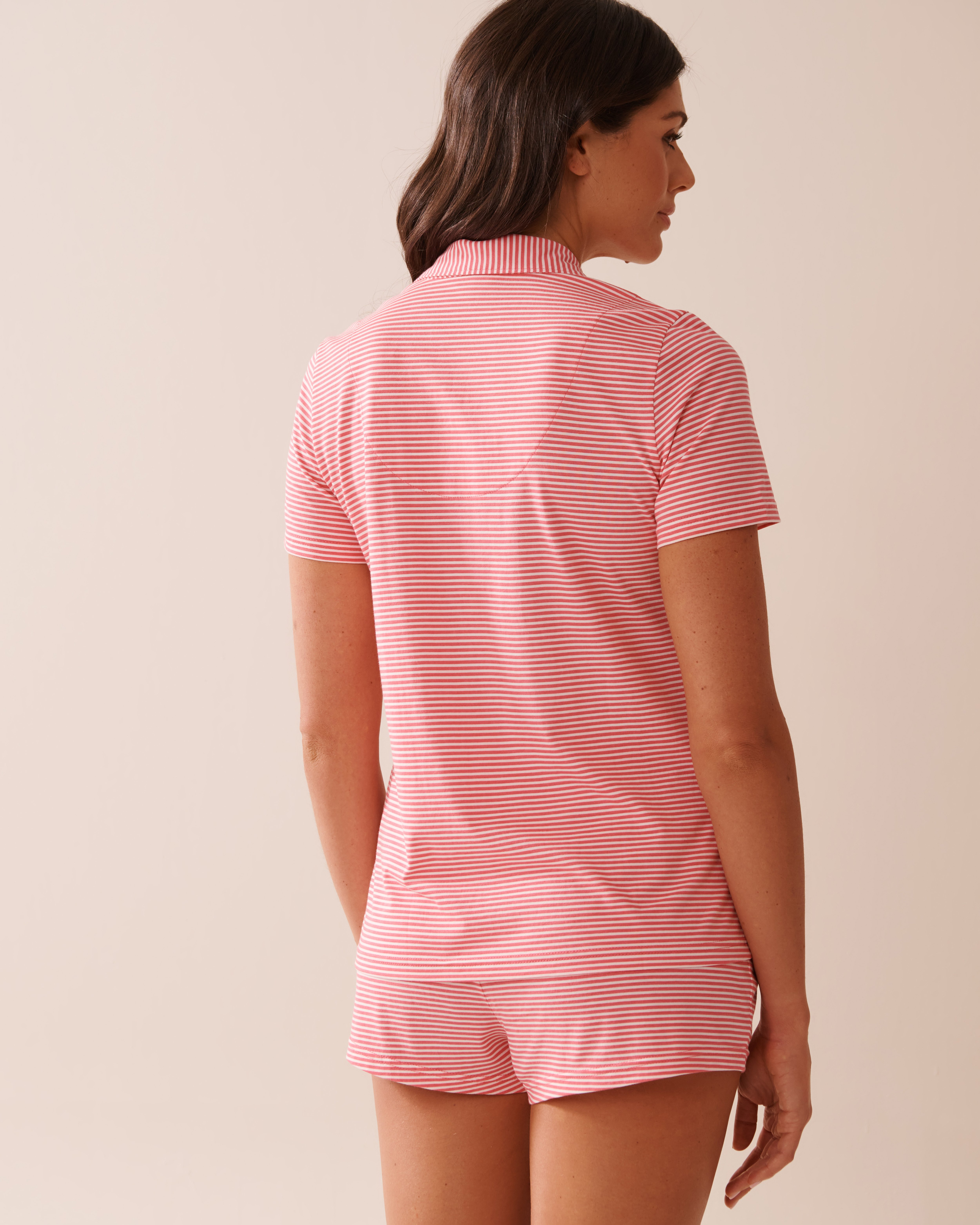 LA VIE EN ROSE Stripe Print Shirt PJ Set Pink Stripes 40400081 - View2