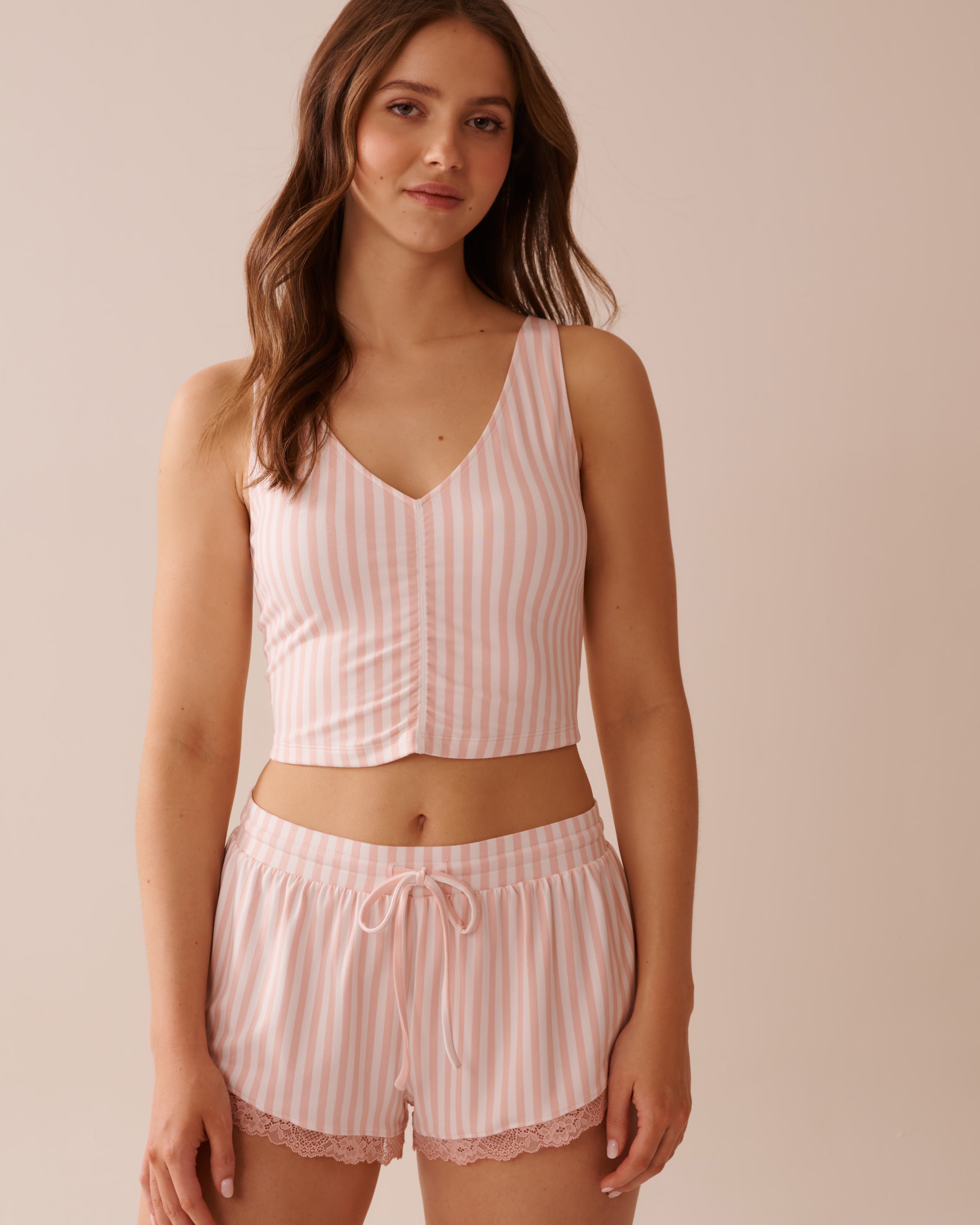 LA VIE EN ROSE Pink Stripe Super Soft Crop Cami Pink Stripe 40100737 - View1