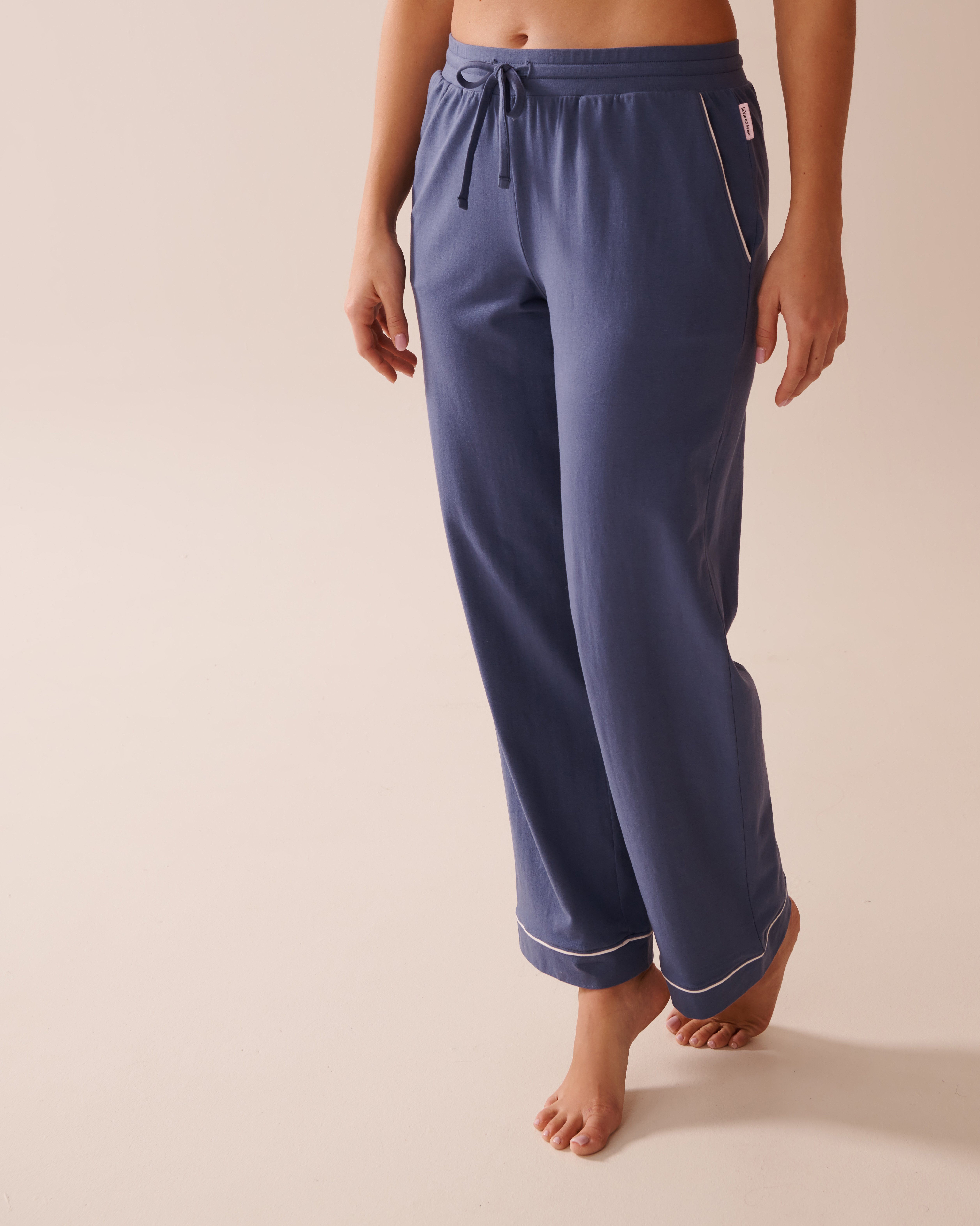 LA VIE EN ROSE Cotton Pajama Pants Indigo Blue 40200719 - View2
