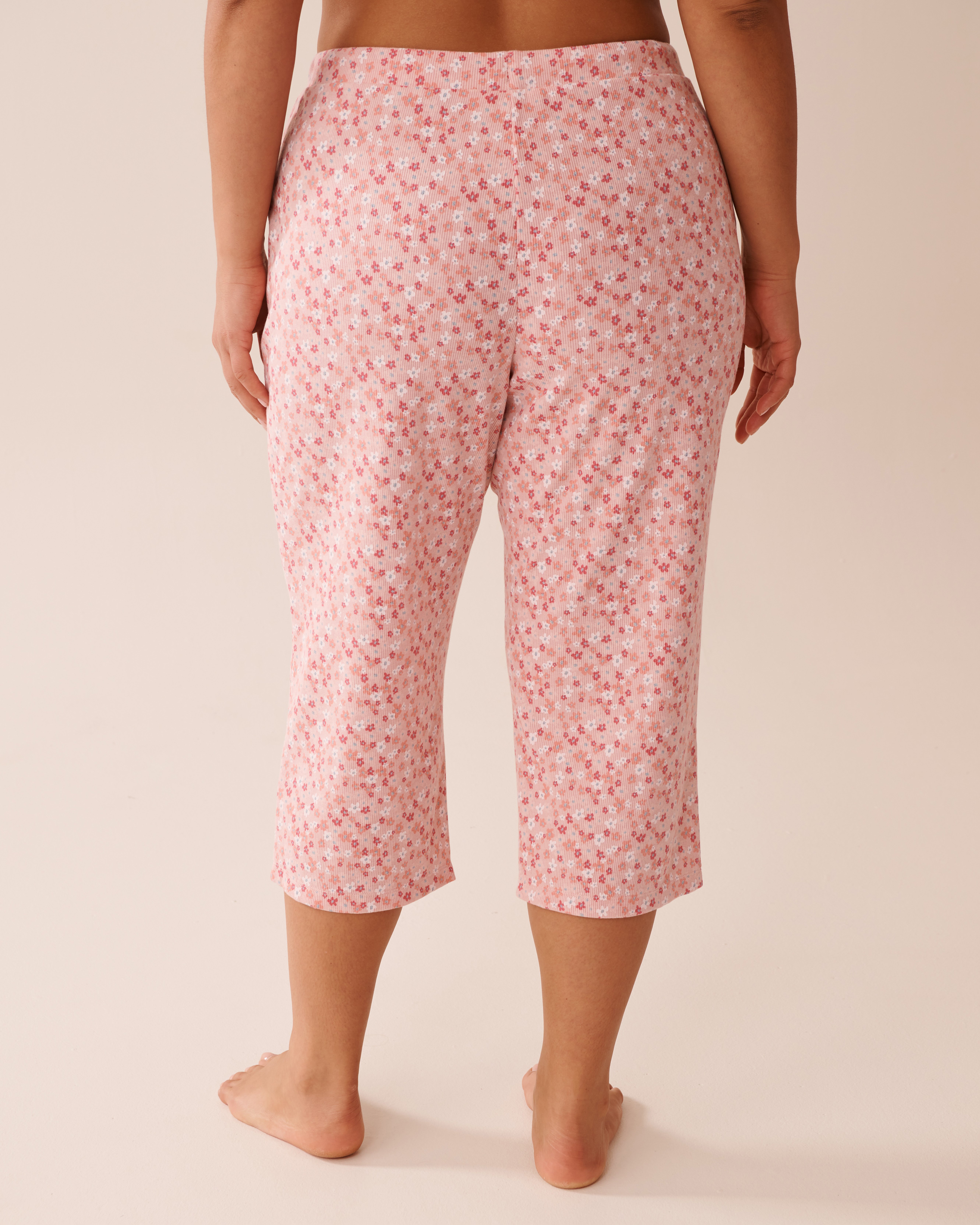 LA VIE EN ROSE Capri de pyjama côtelé à petites fleurs Petites fleurs roses 40200721 - View2