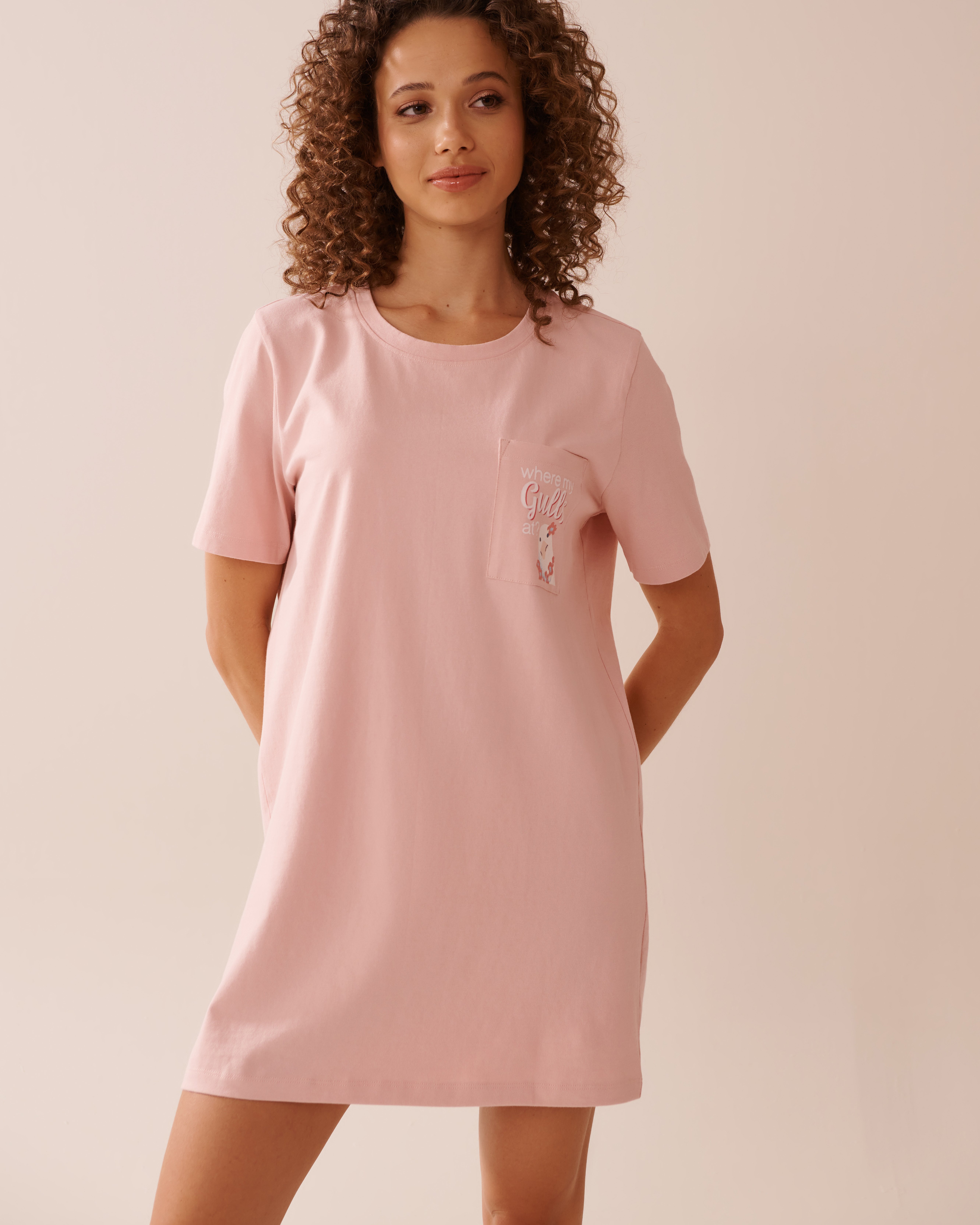 LA VIE EN ROSE Seagull Print Cotton Sleepshirt Peony Pink 40500427 - View1