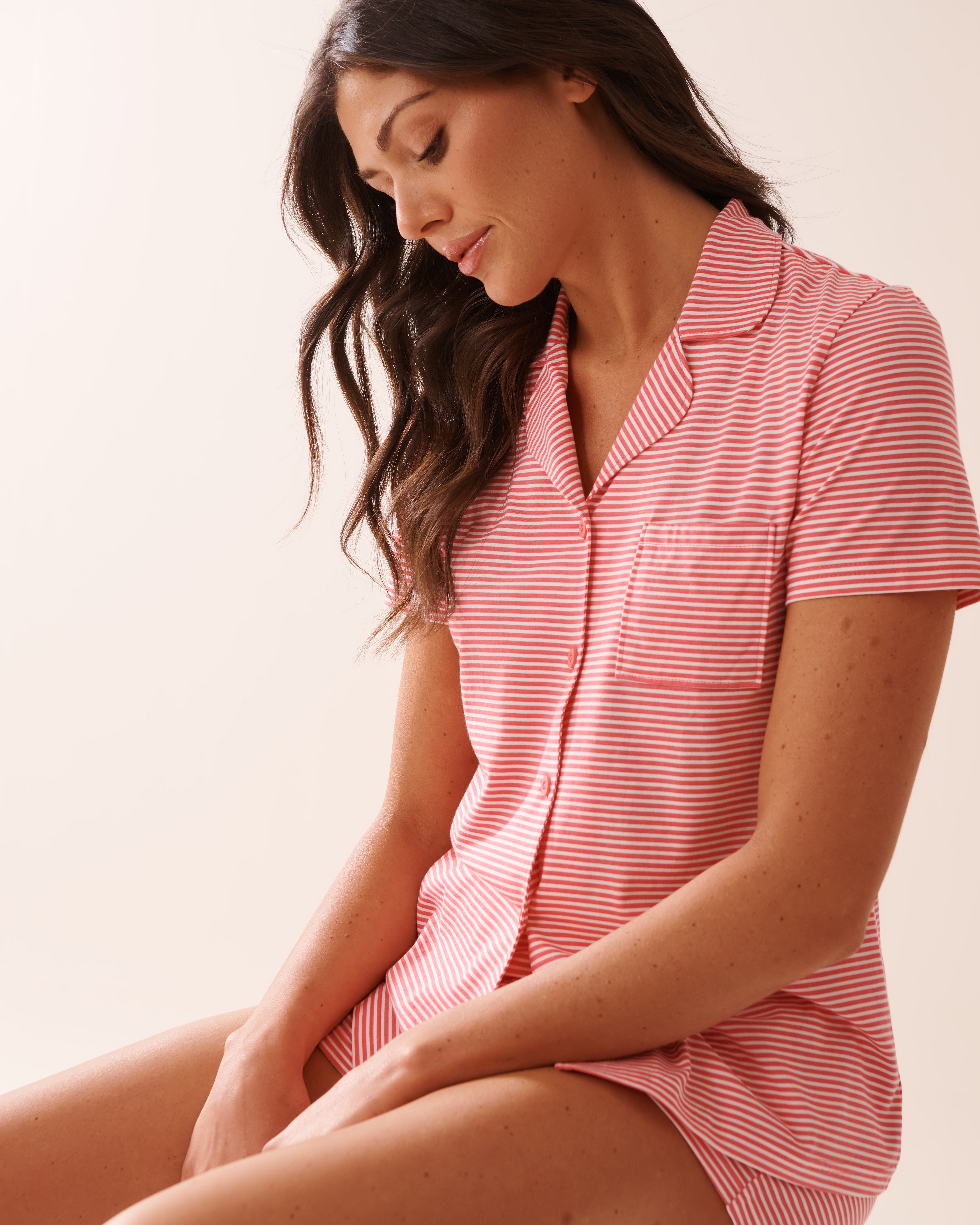 LA VIE EN ROSE Stripe Print Shirt PJ Set Pink Stripes 40400081 - View4