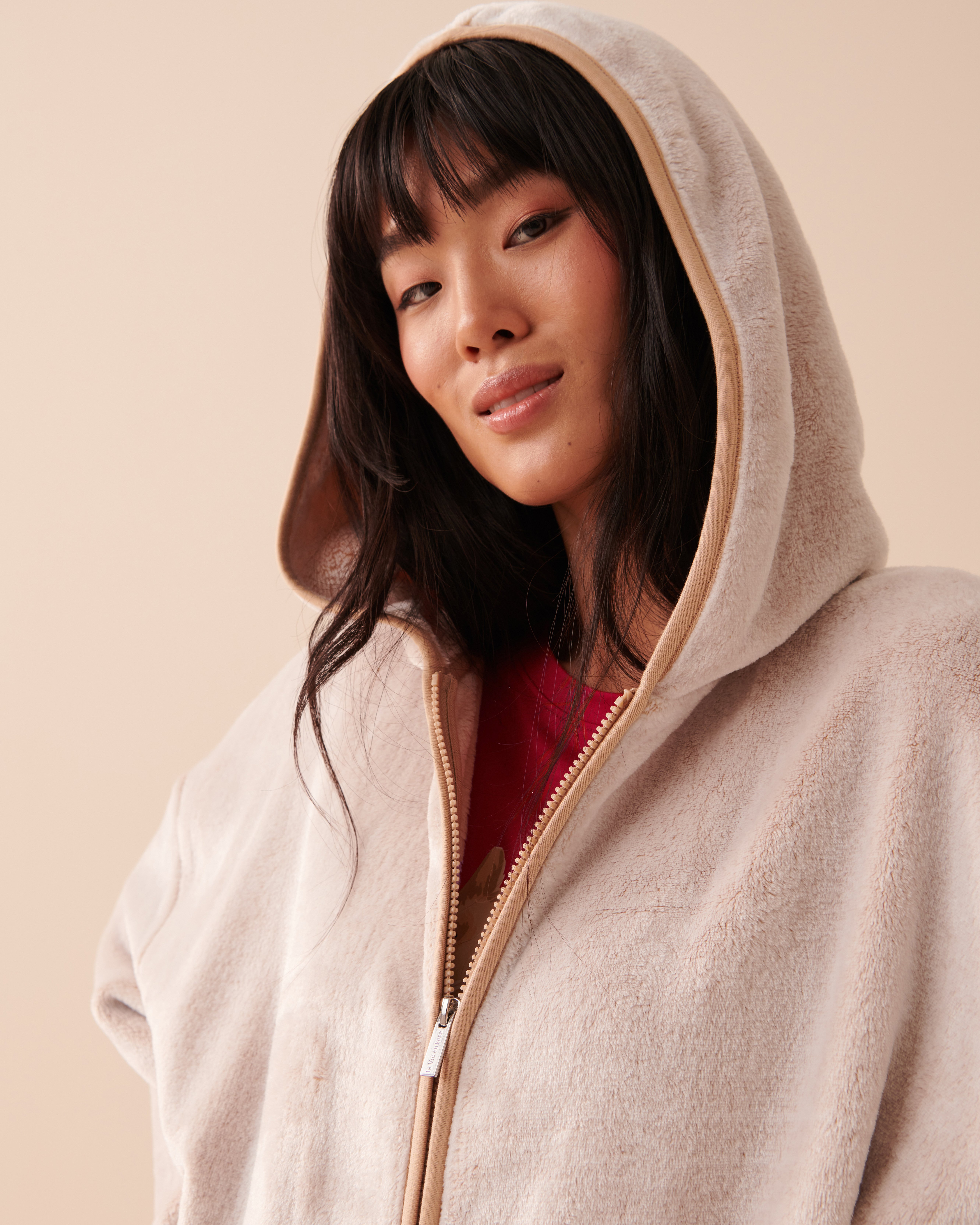LA VIE EN ROSE Soft Plush Long Cardigan Salted Caramel 40600160 - View3