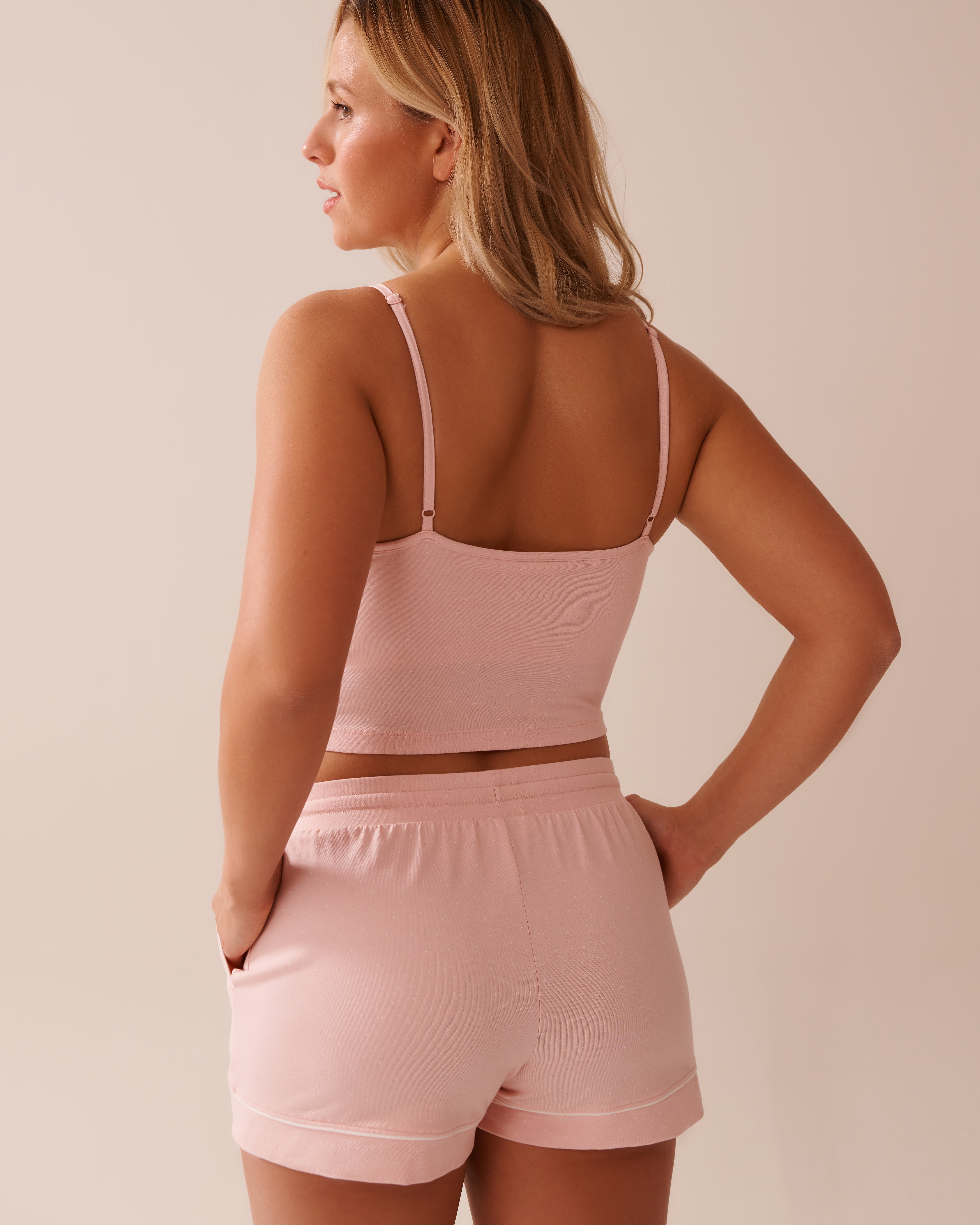 LA VIE EN ROSE Cotton Crop Cami Pink & White Polka Dot 40100727 - View2