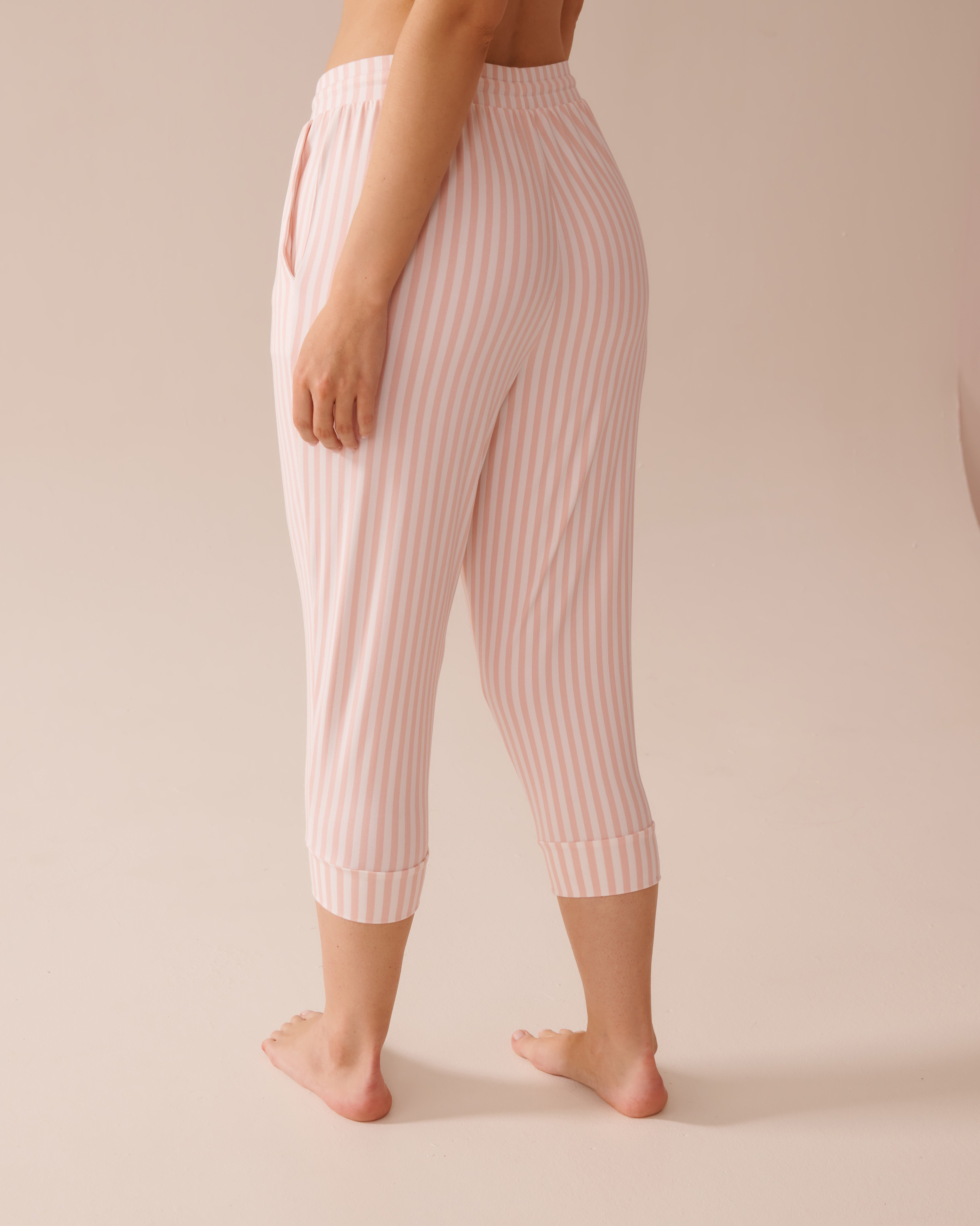 LA VIE EN ROSE Capri de pyjama ultra doux rayures roses Rayures roses 40200725 - Voir2