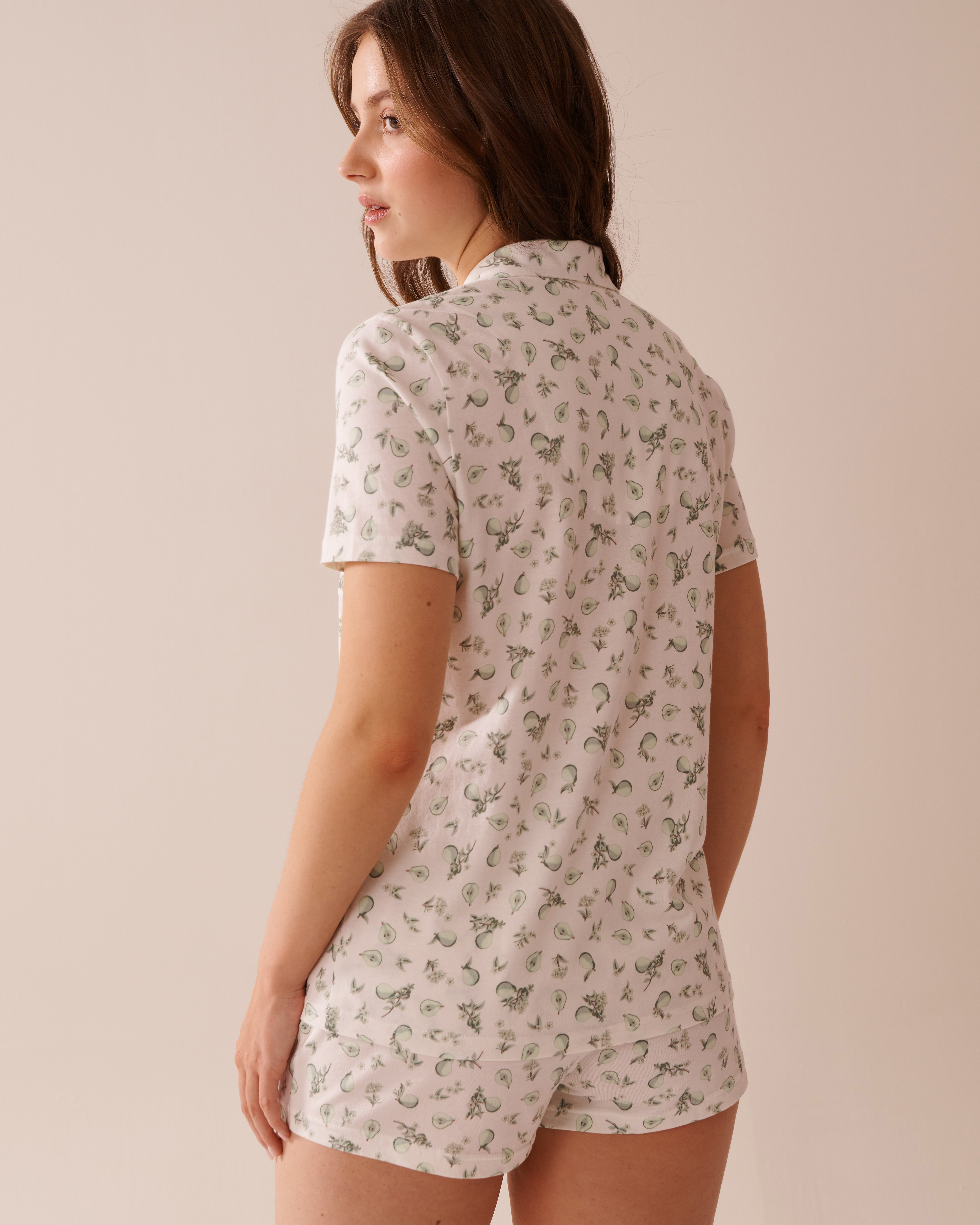 LA VIE EN ROSE Pear Print Shirt PJ Set White/Pears 40400081 - View2