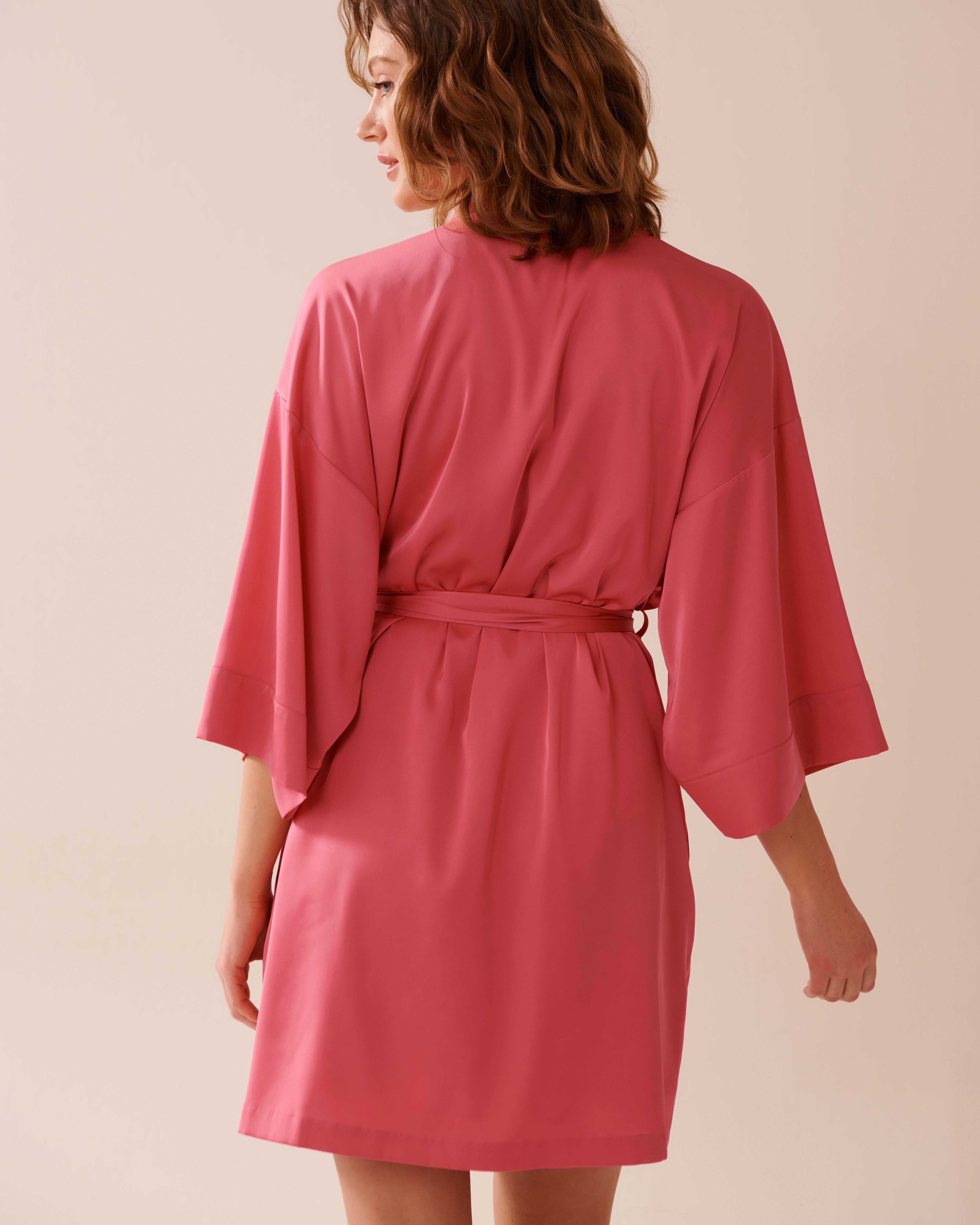 LA VIE EN ROSE Satin Kimono Watermelon Pink 60600094 - View4