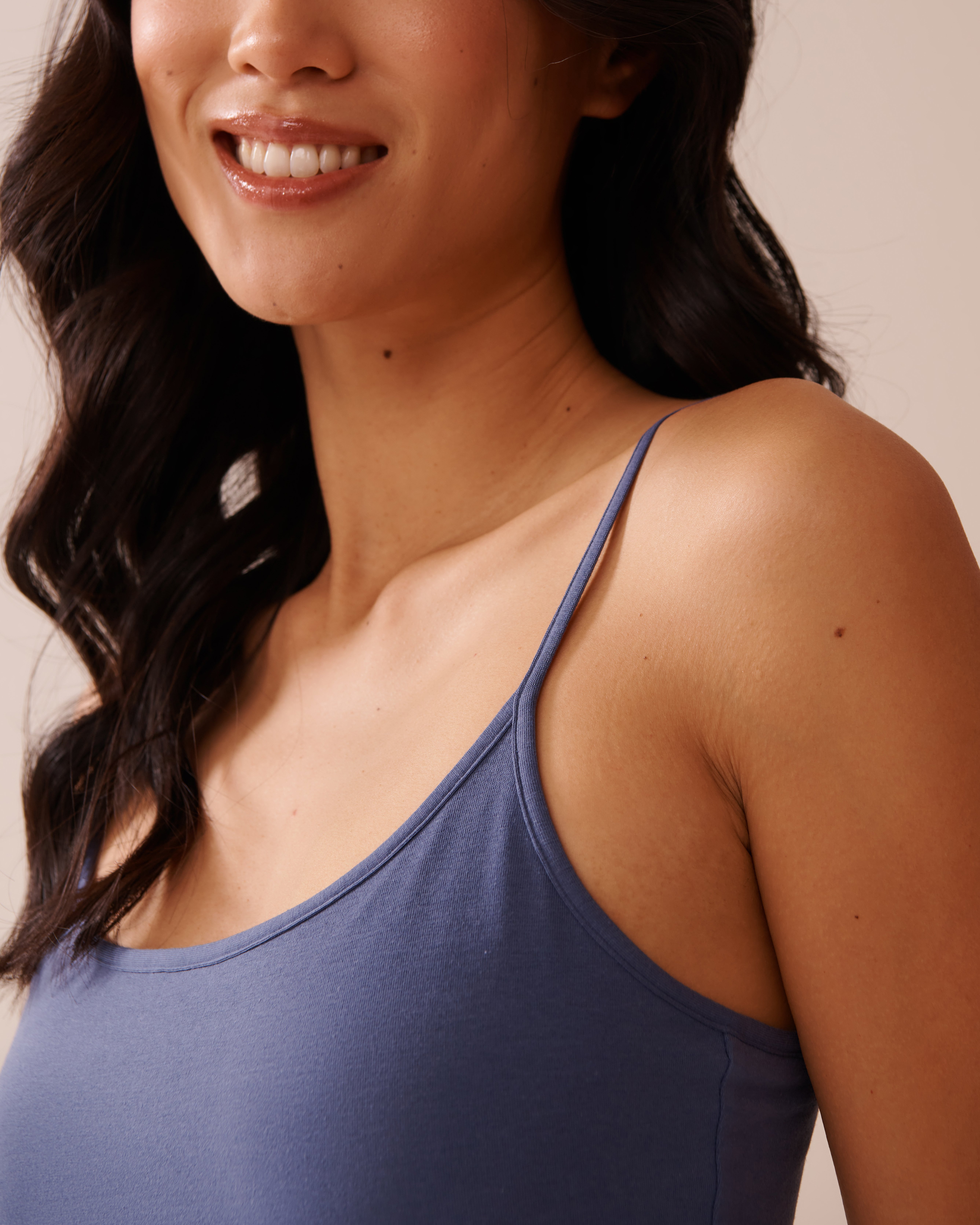 LA VIE EN ROSE Cotton Crop Cami Indigo Blue 40100727 - View3