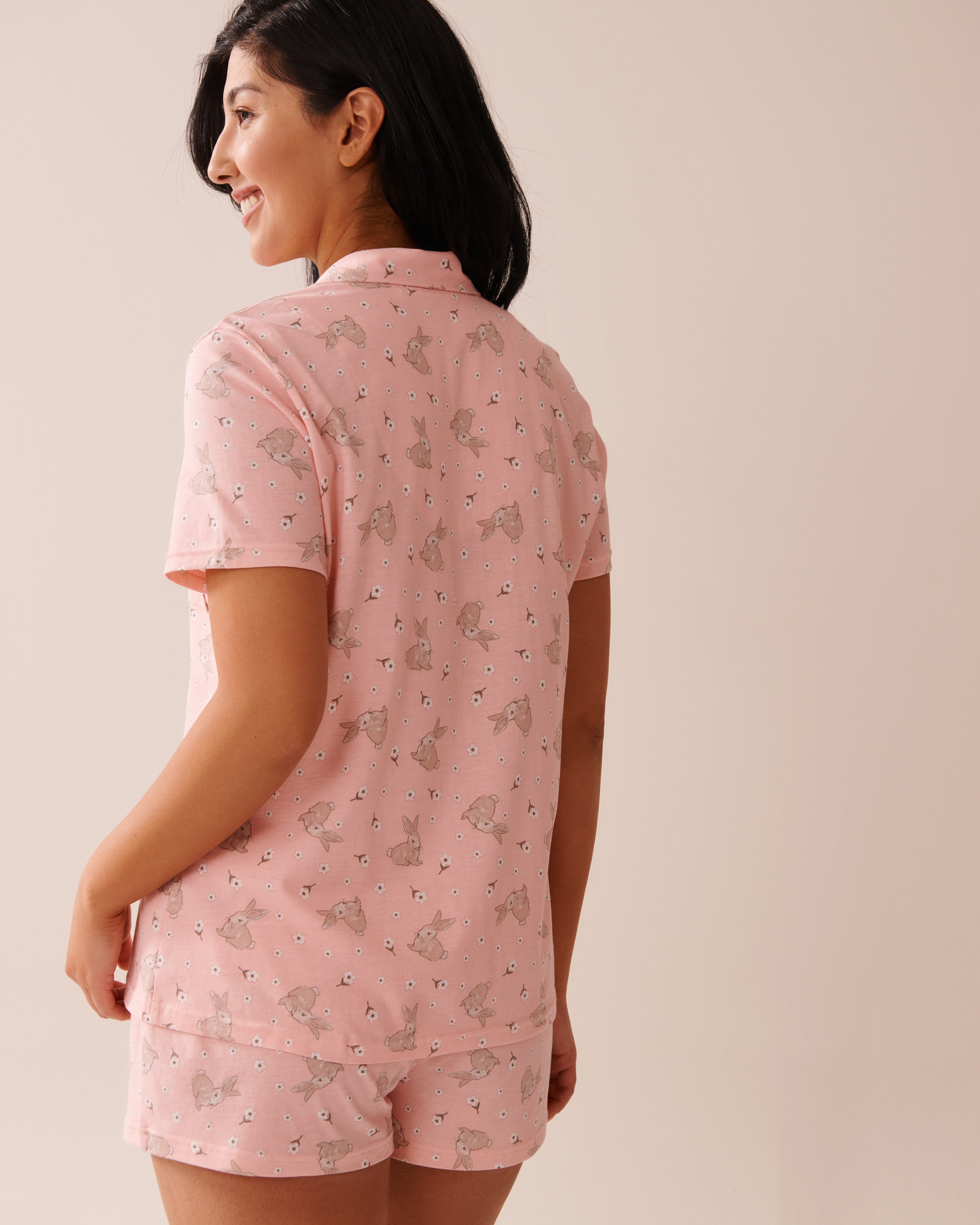 LA VIE EN ROSE Rabbit Print Shirt PJ Set Pink/Rabbit 40400081 - View2