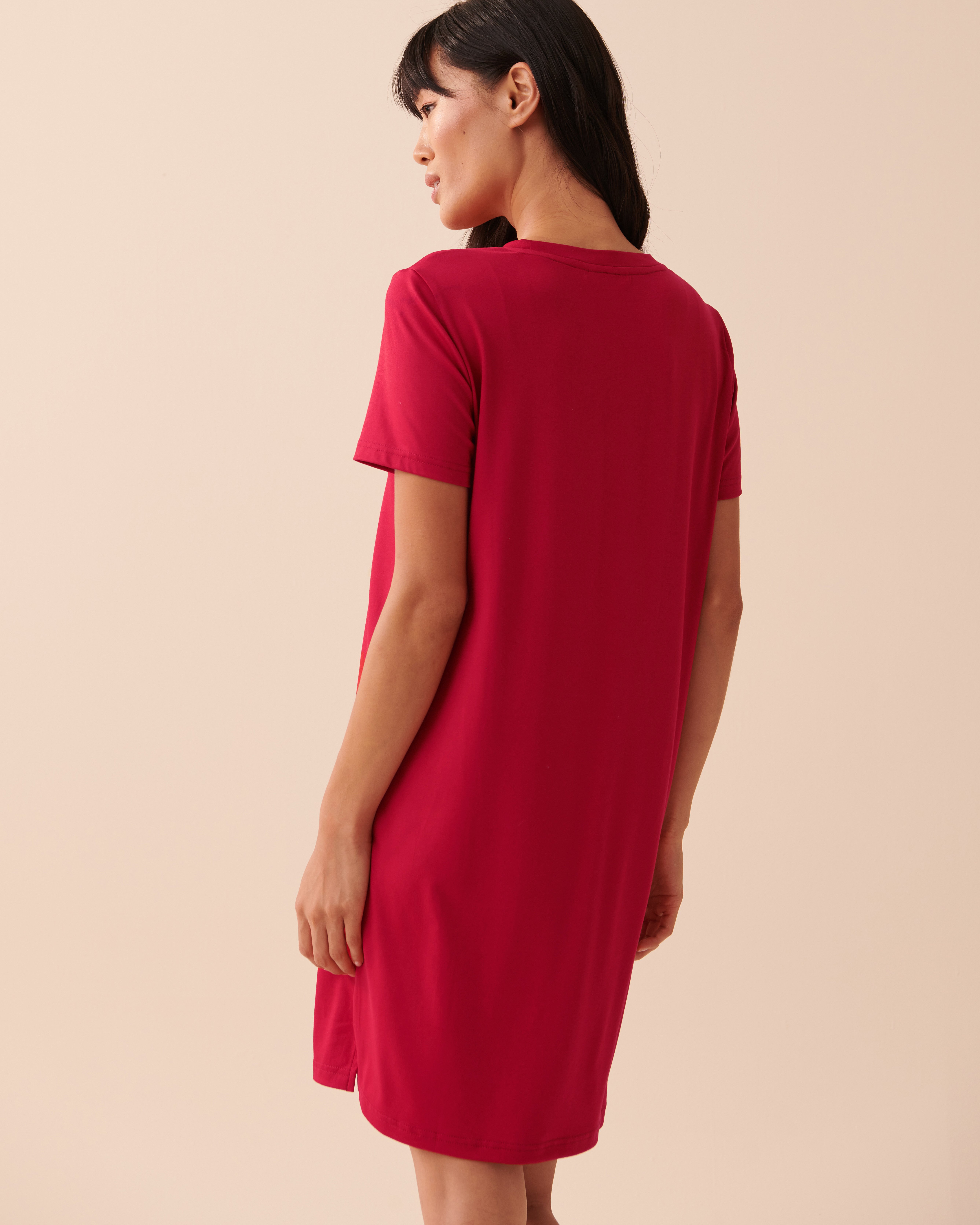 LA VIE EN ROSE Chemise de nuit ultra douce à motif chien scottie Rouge festif 40500309 - Voir2