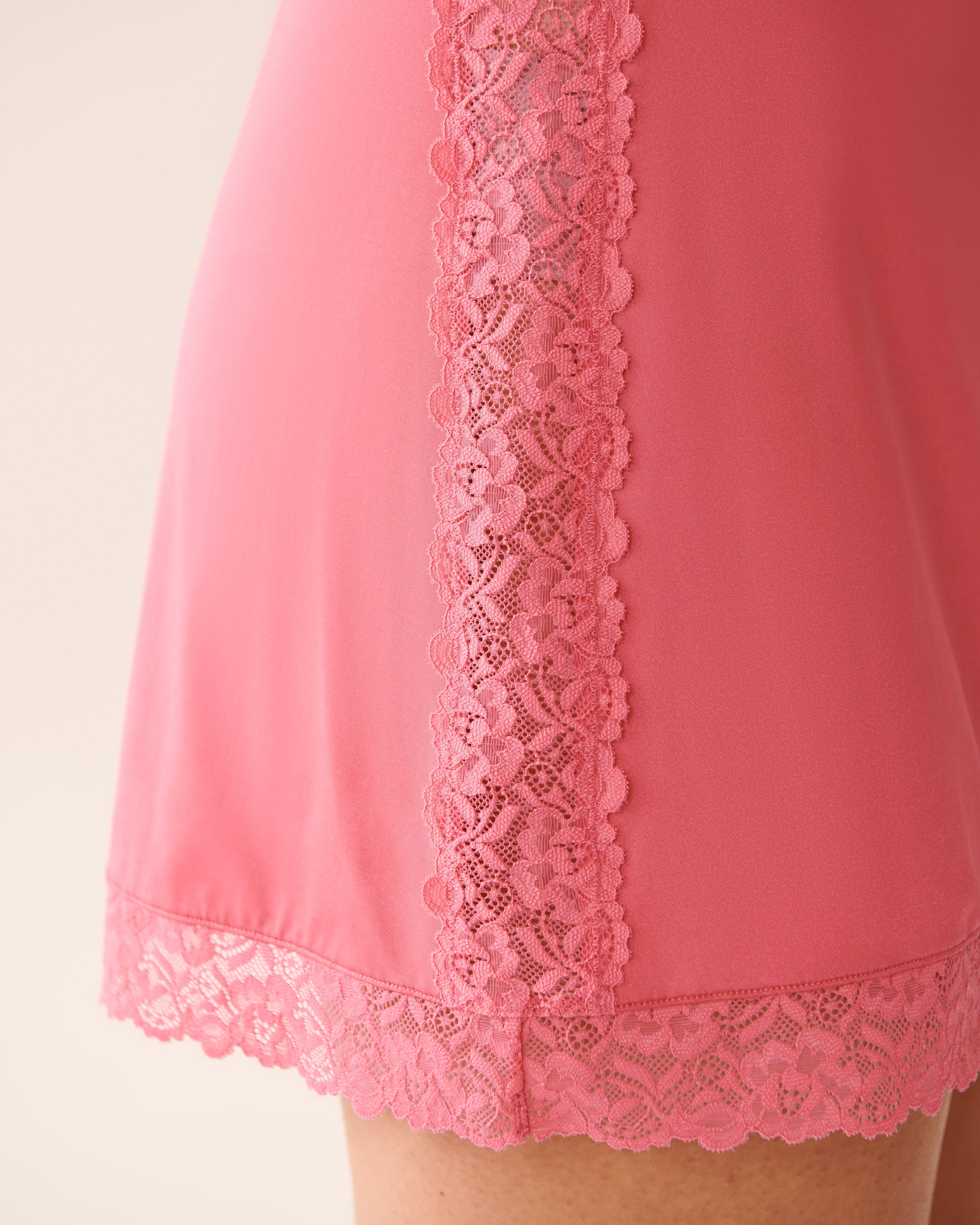 LA VIE EN ROSE Microfiber and Lace Nightie Watermelon Pink 60500192 - View3