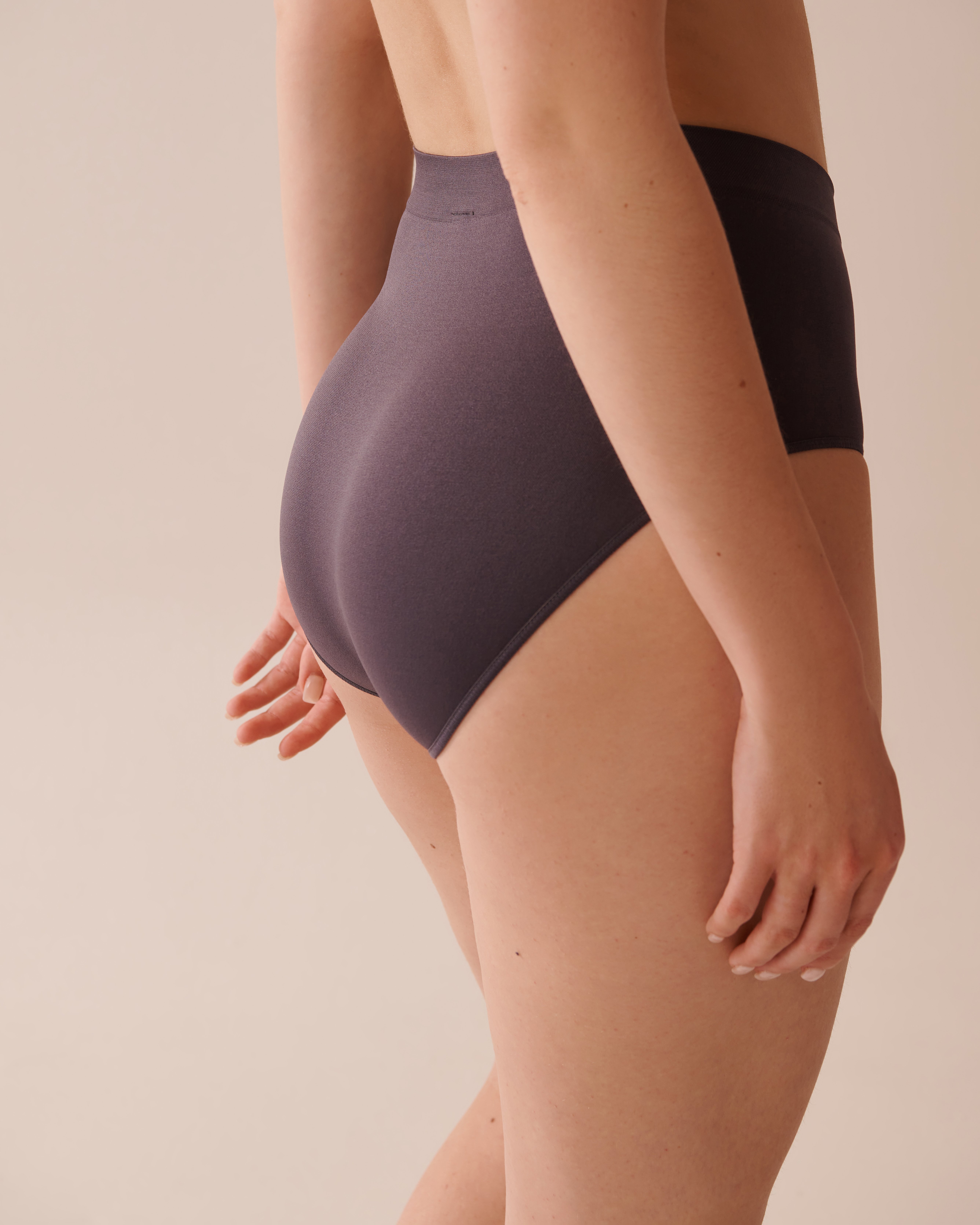 LA VIE EN ROSE Seamless Fabric High Waist Bikini Panty Anthracite 20200642 - View2