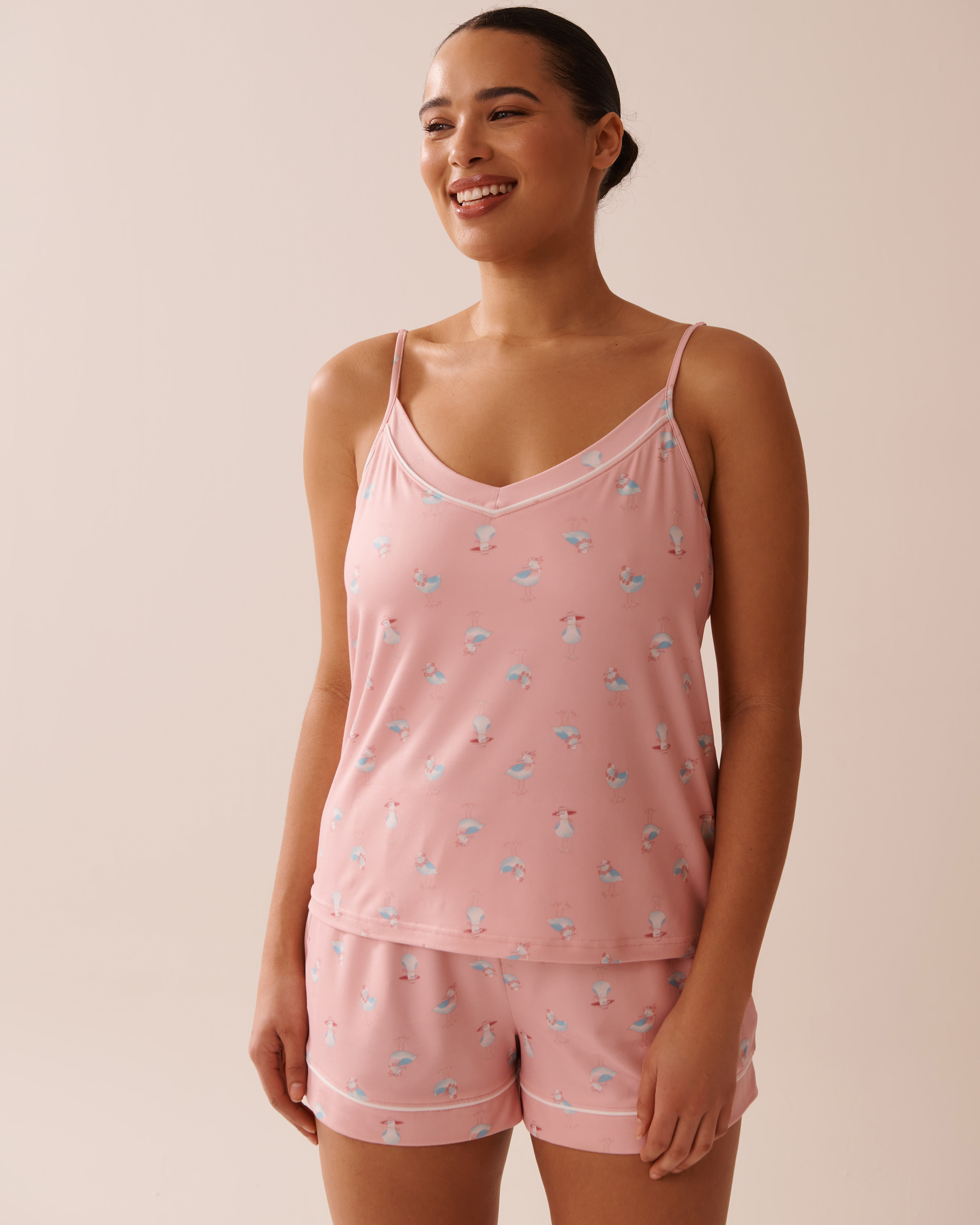 LA VIE EN ROSE Camisole ultra douce imprimé goéland Rose/Goéland 40100739 - Voir1