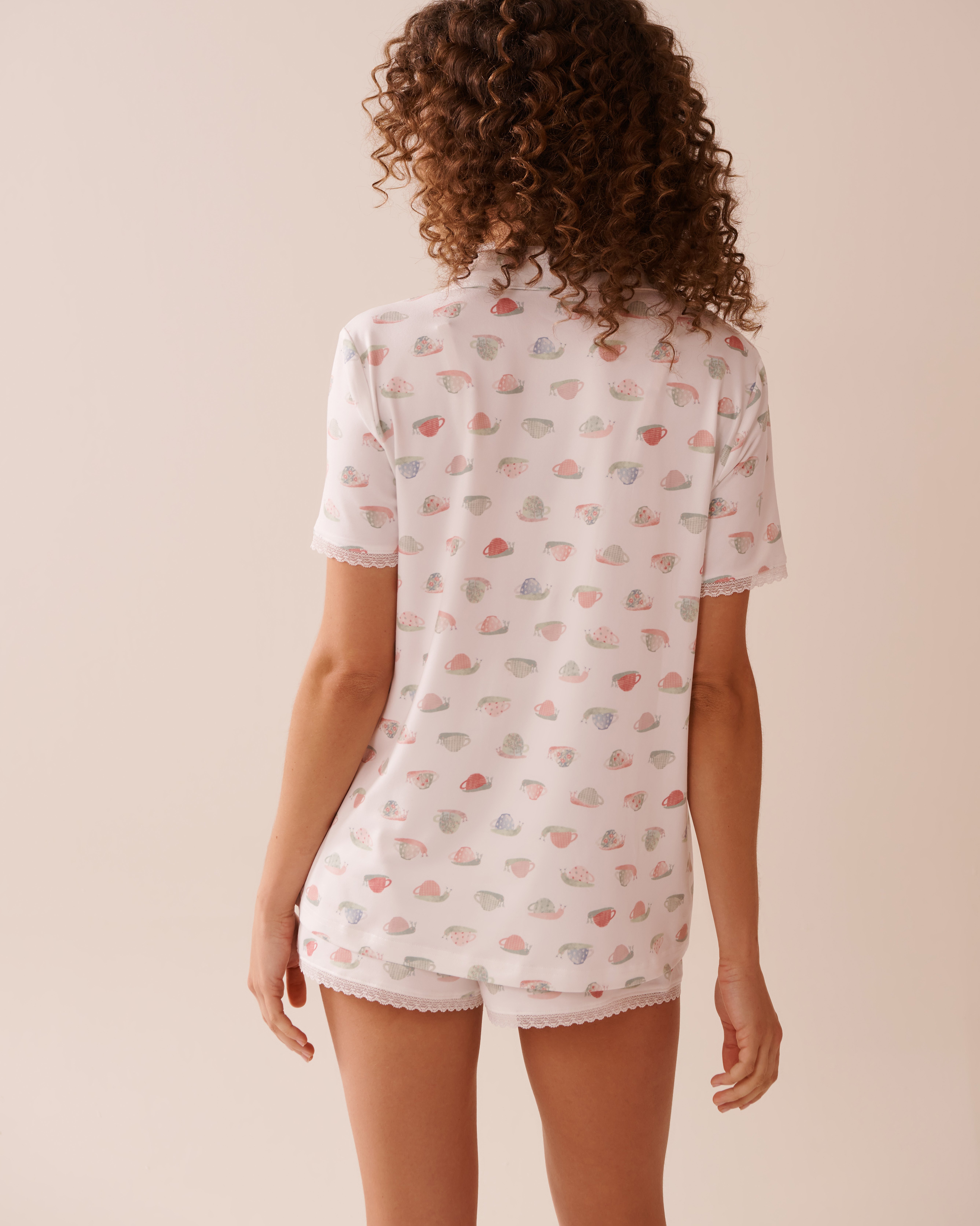 LA VIE EN ROSE Chemisier manches courtes ultra doux imprimé escargot Blanc/Escargot 40100745 - Voir2