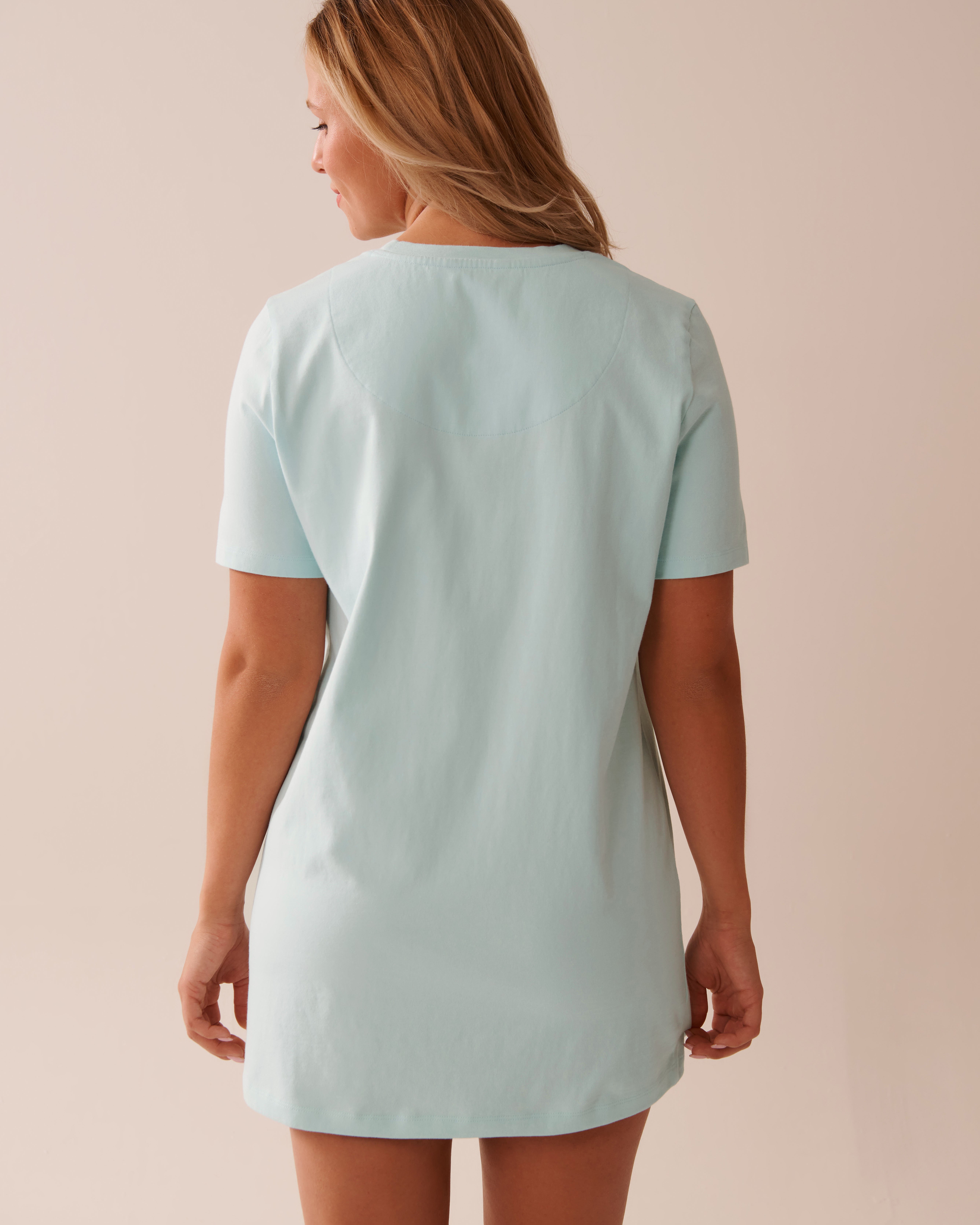 LA VIE EN ROSE Seashell Print Cotton Sleepshirt Turquoise 40500427 - View2