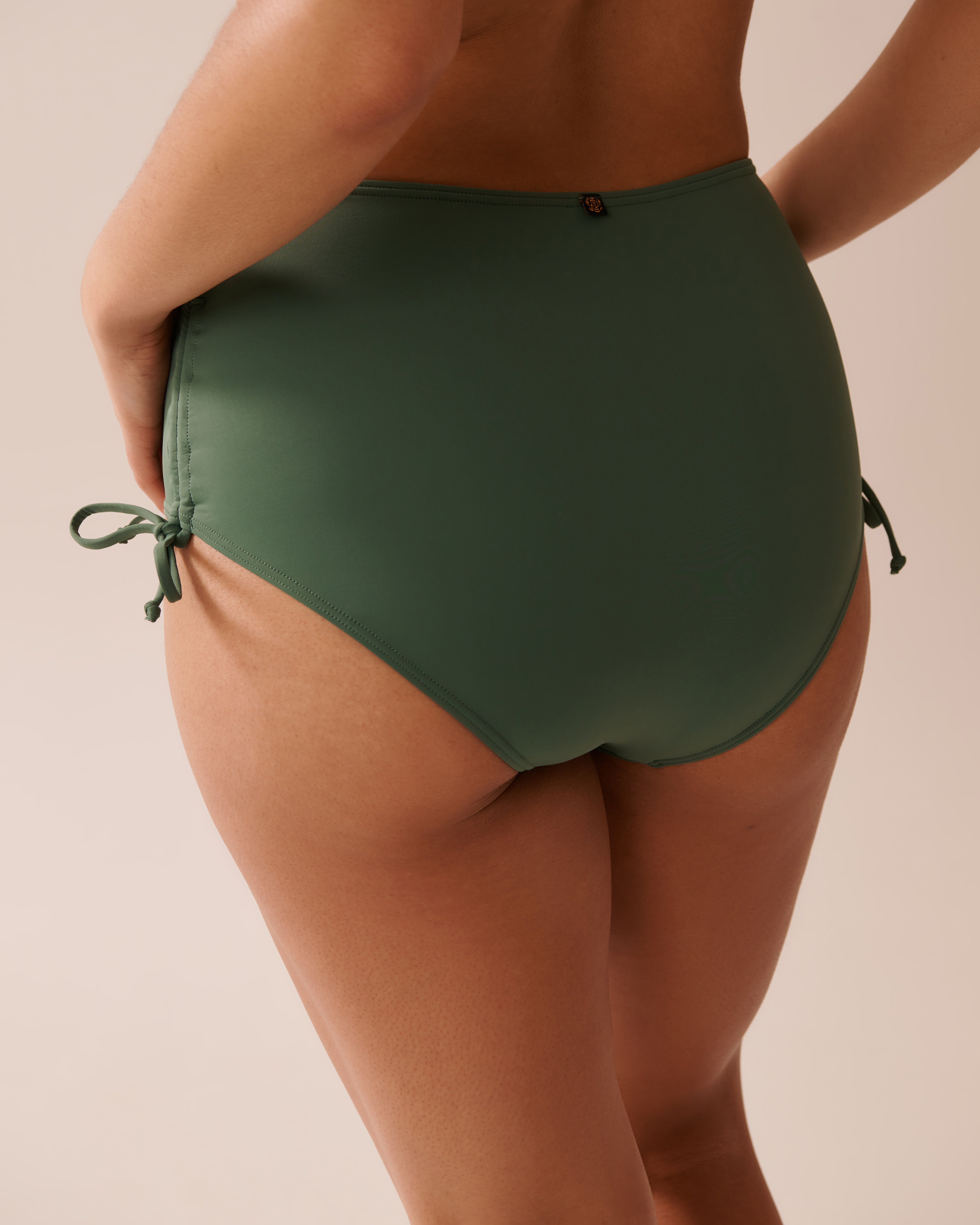 LA VIE EN ROSE AQUA KHAKI Recycled Fibers Side Tie High Waist Bikini Bottom Khaki 70300734 - View8