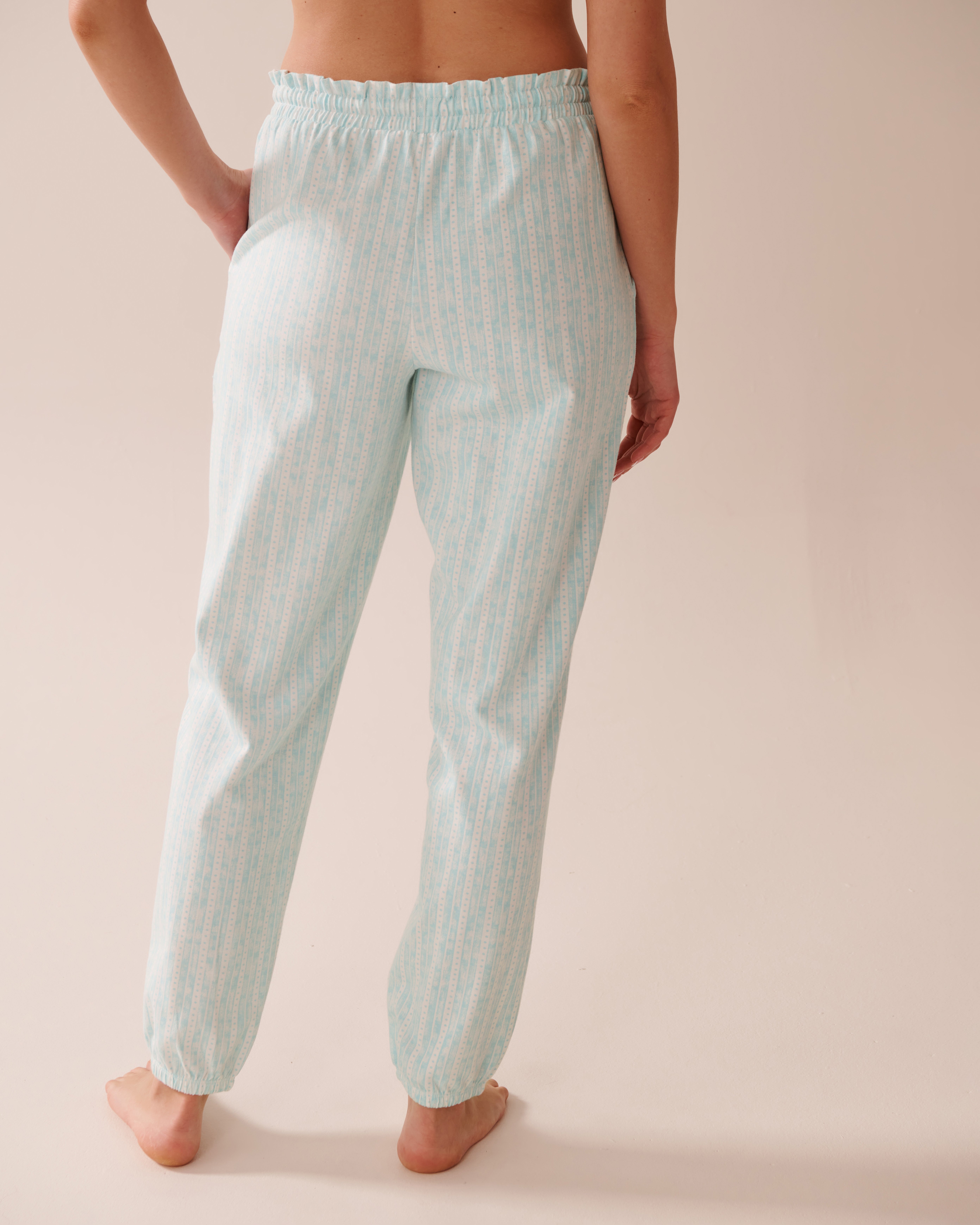 LA VIE EN ROSE Stripe Print Cotton Jogger Pajama Pants Aqua Blue Stripe 40200717 - View2