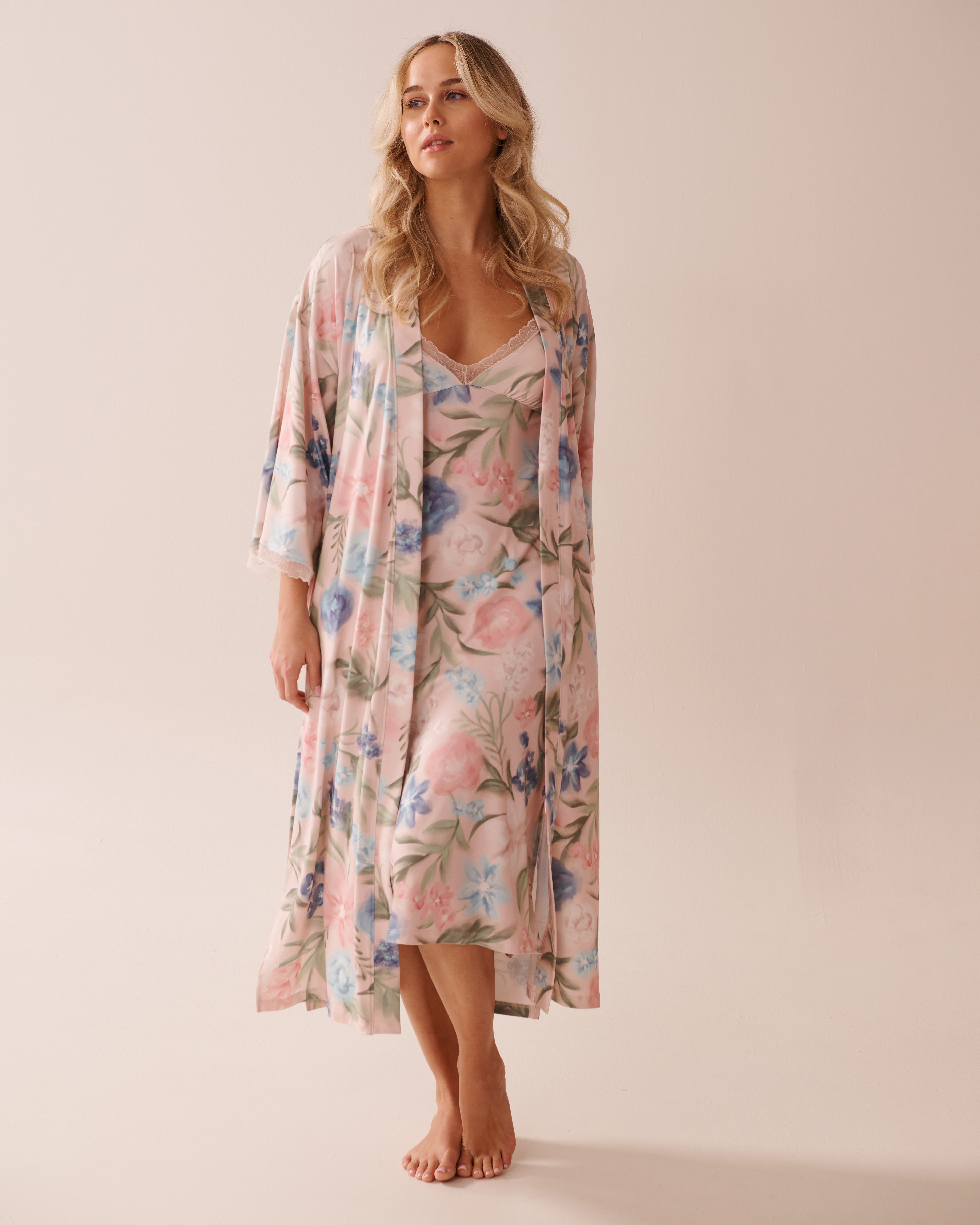LA VIE EN ROSE Watercolour Flower Print Super Soft Kimono Watercolour Flowers 40600205 - View6