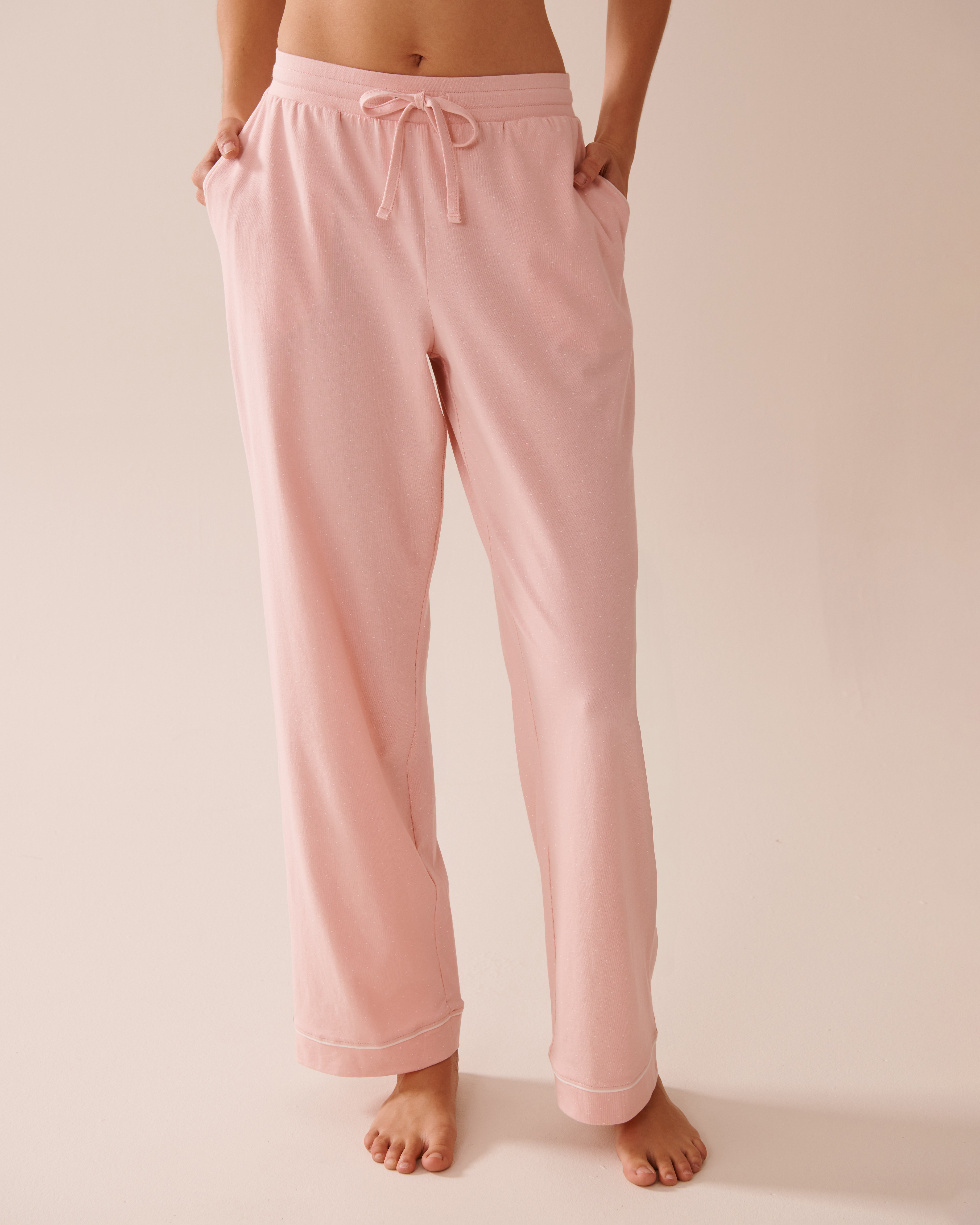 LA VIE EN ROSE Cotton Pajama Pants Pink & White Polka Dot 40200719 - View1