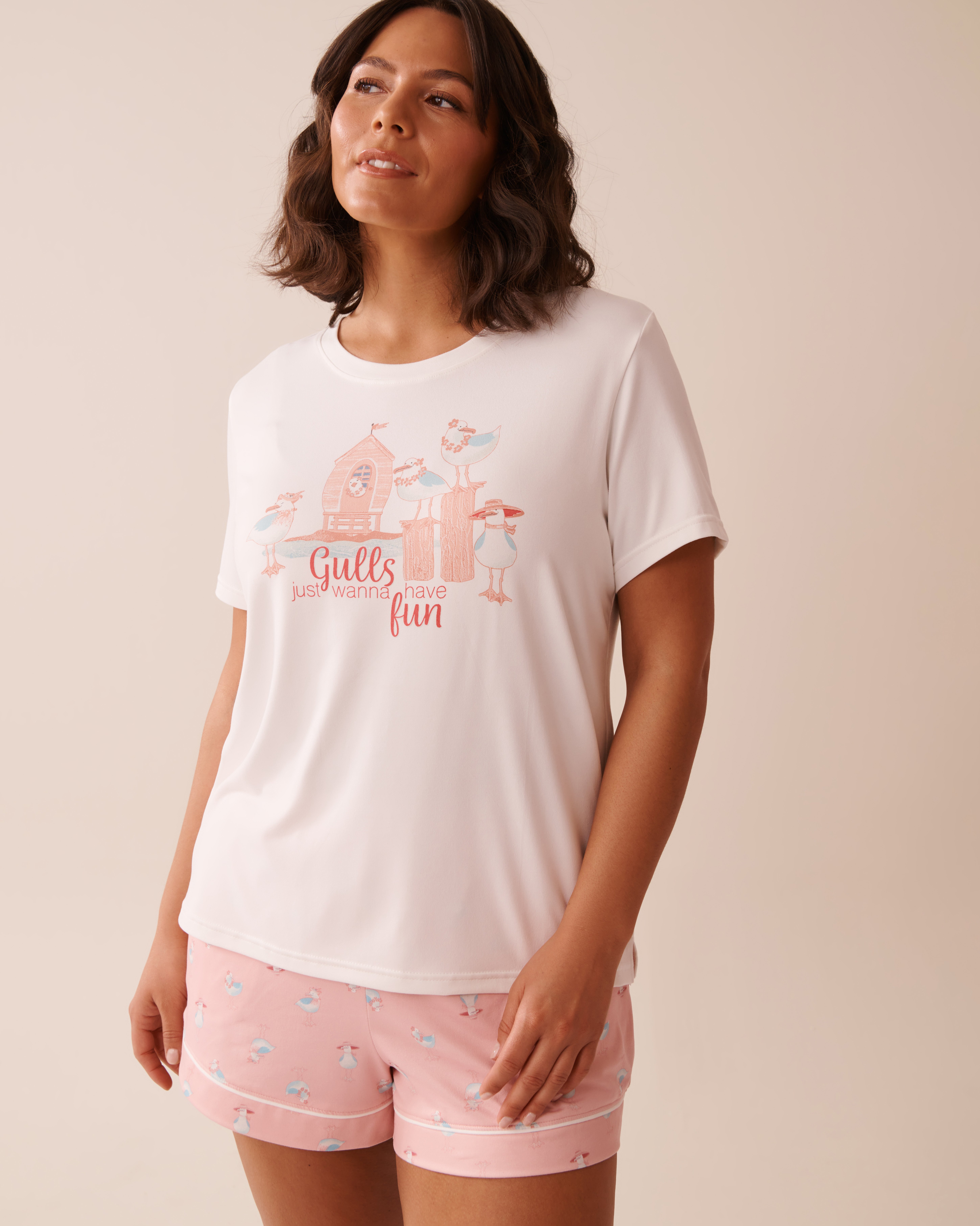 LA VIE EN ROSE T-shirt ultra doux imprimé goéland Blanc 40100742 - View1