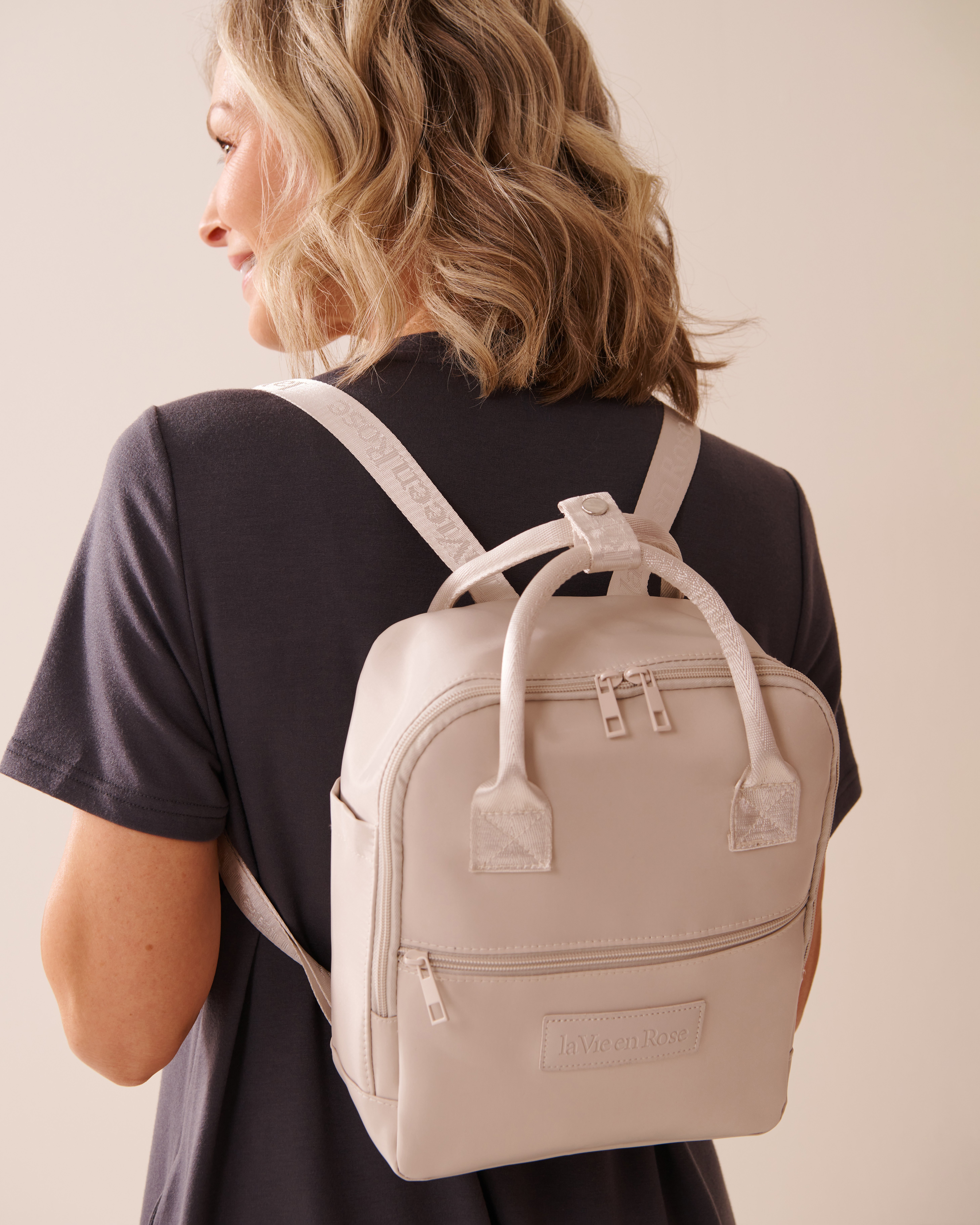 LA VIE EN ROSE Mini Backpack Light Beige 40700392 - View5