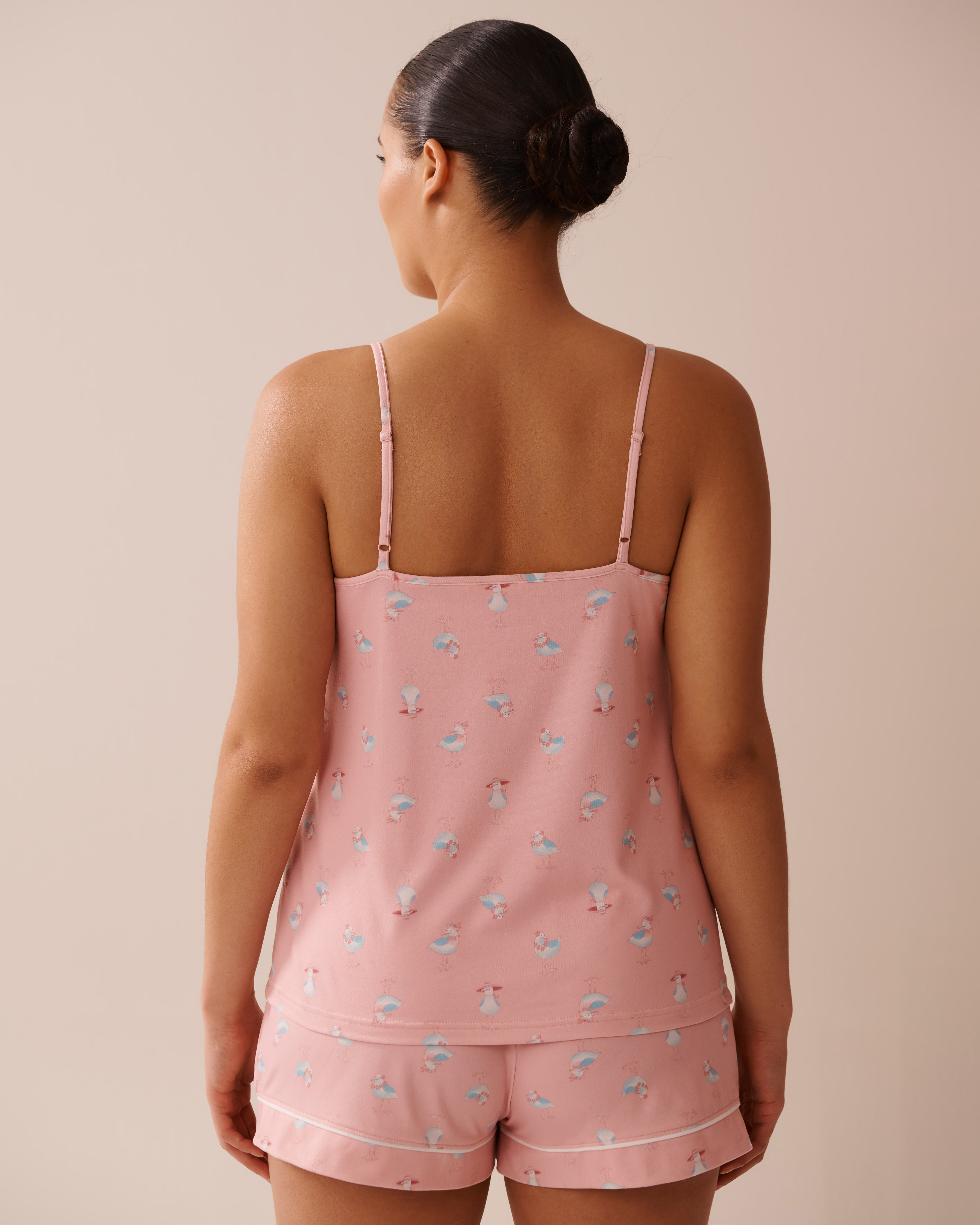 LA VIE EN ROSE Camisole ultra douce imprimé goéland Rose/Goéland 40100739 - Voir2