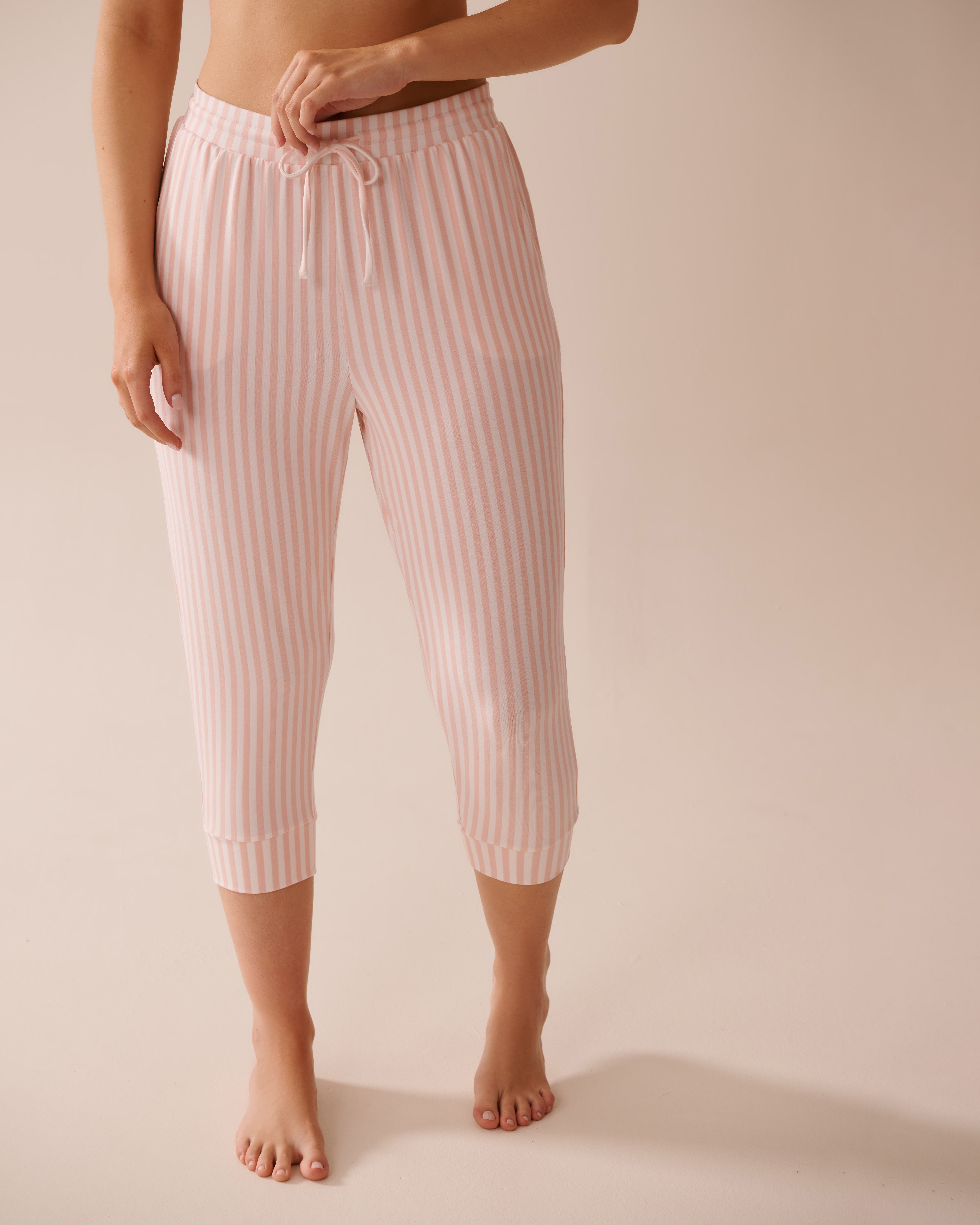 LA VIE EN ROSE Capri de pyjama ultra doux rayures roses Rayures roses 40200725 - Voir1