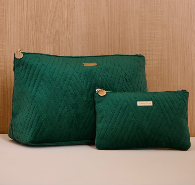 Black cosmetic bag.