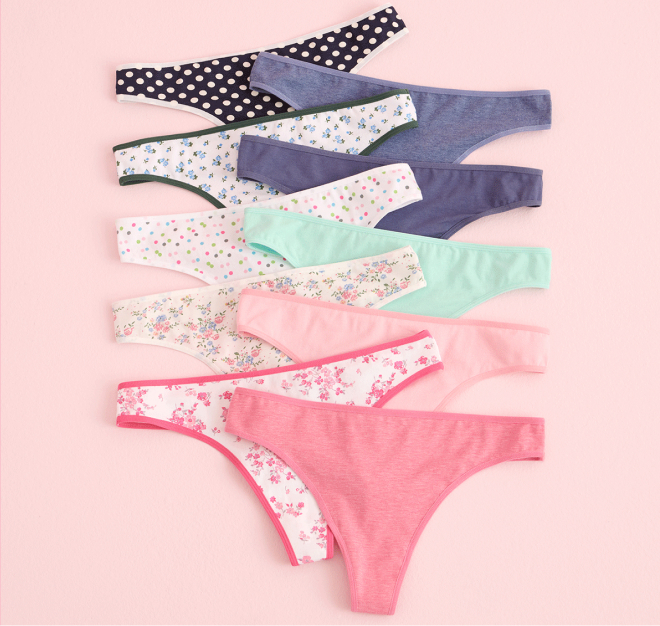 A variety of panties in different patterns and colors